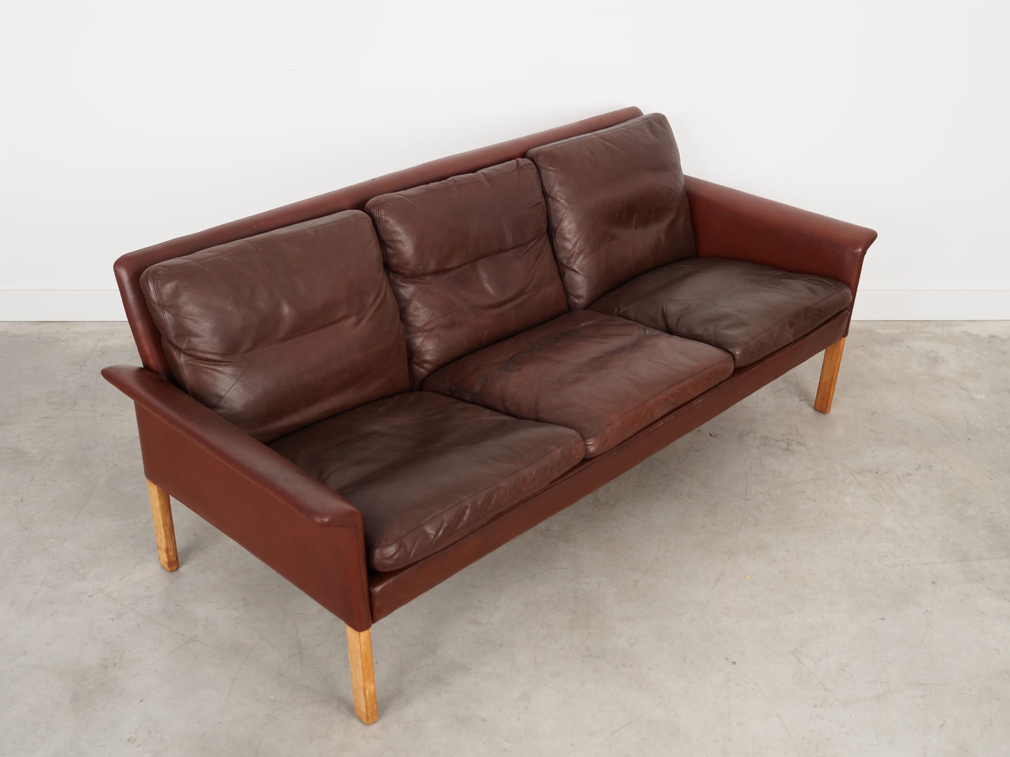 Sofa Leder Braun 1960er Jahre