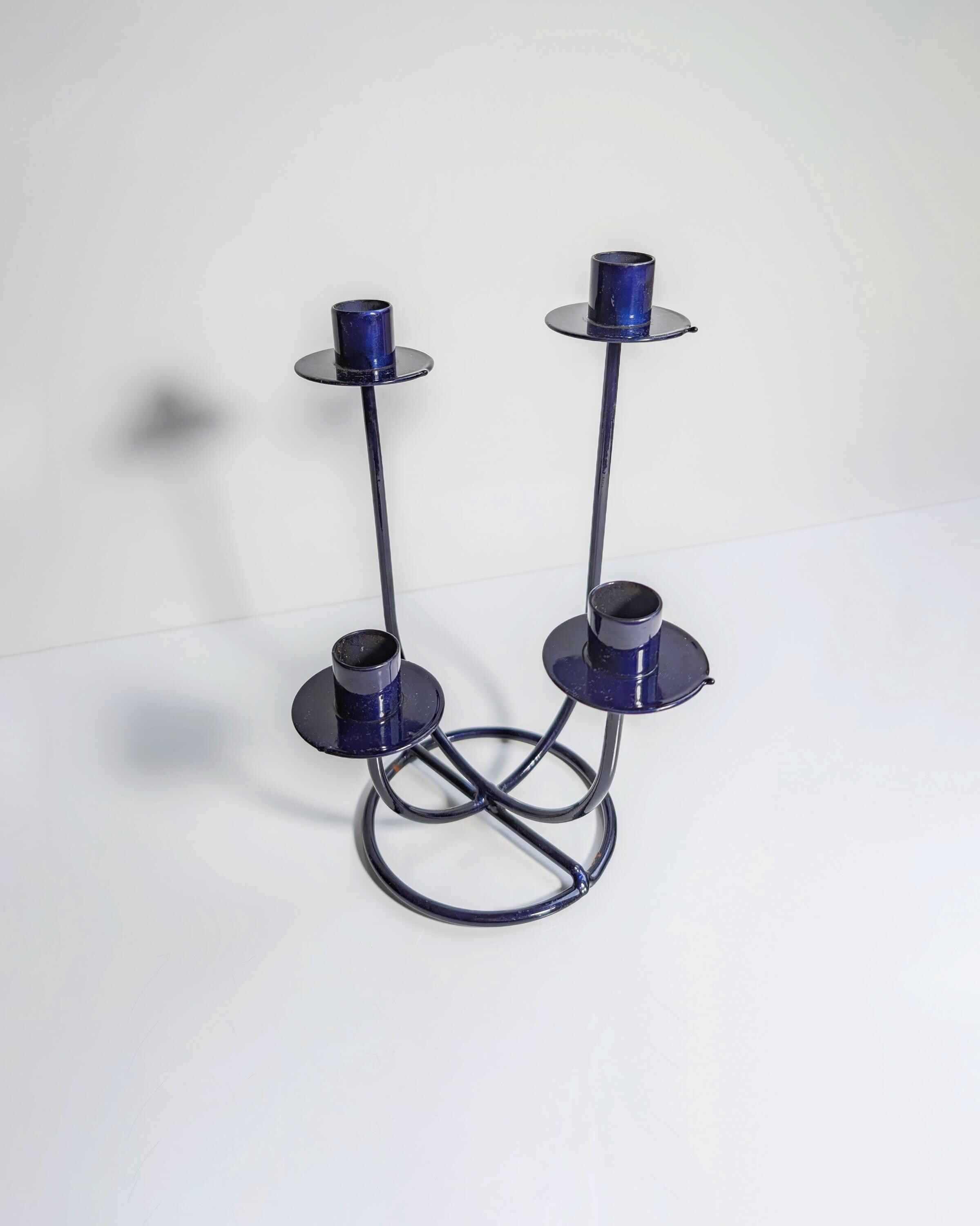 Vintage Postmodern Candlestick Metal 1990s