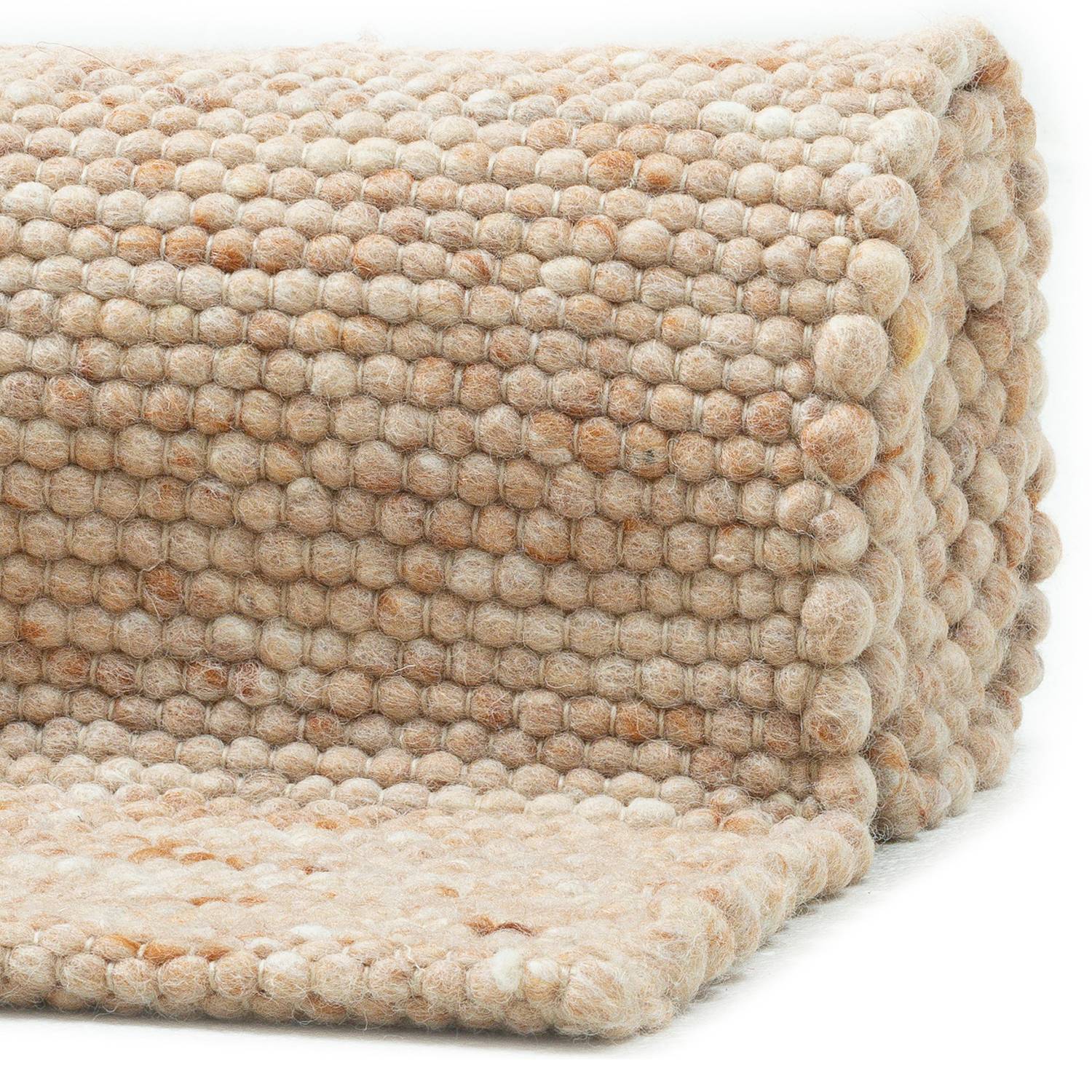 Wollteppich Hörnum Schurwolle Beige 40 x 60 cm