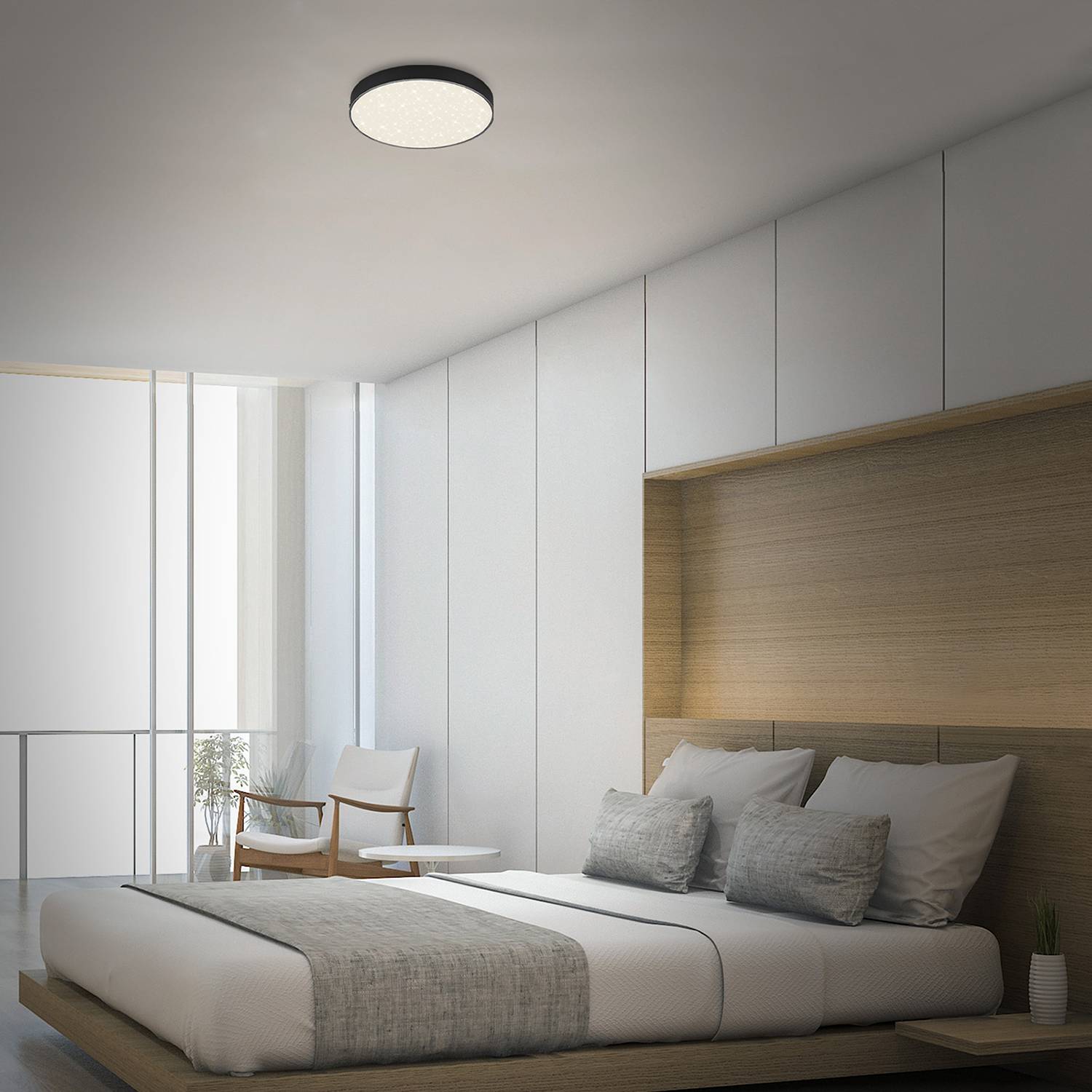 1-Flammig Flame Star LED Ceiling Light Iron Black ⌀29cm