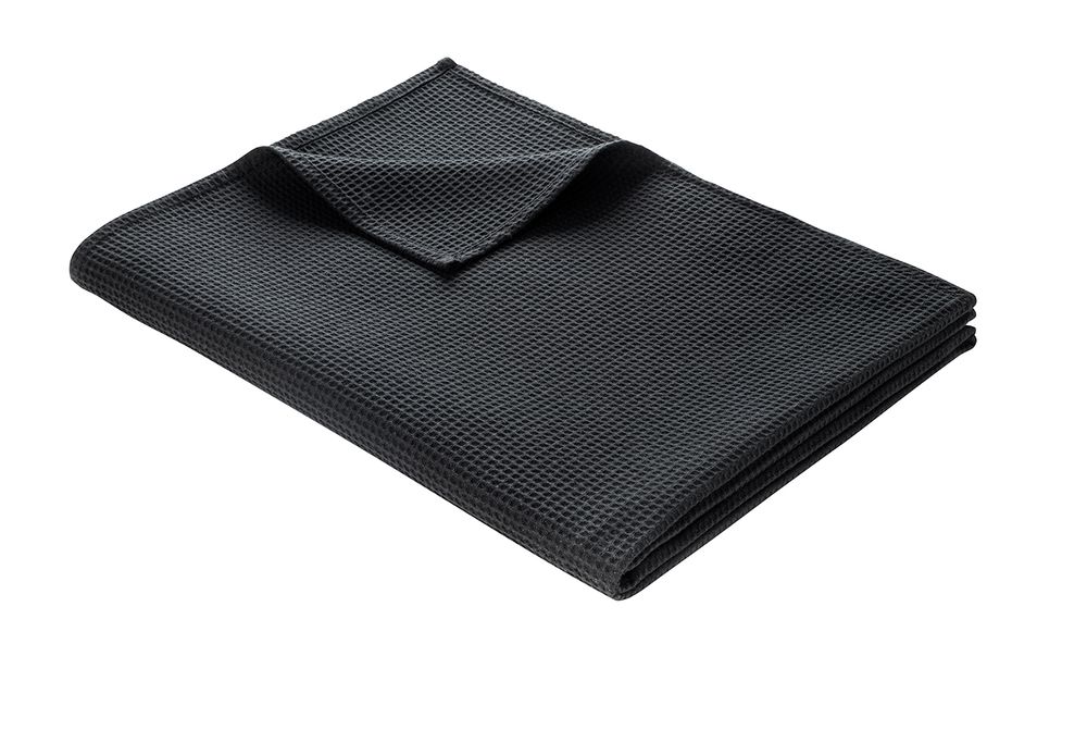 Leichte Decke aus Waffelpiqué 100% Baumwolle Schwarz Single