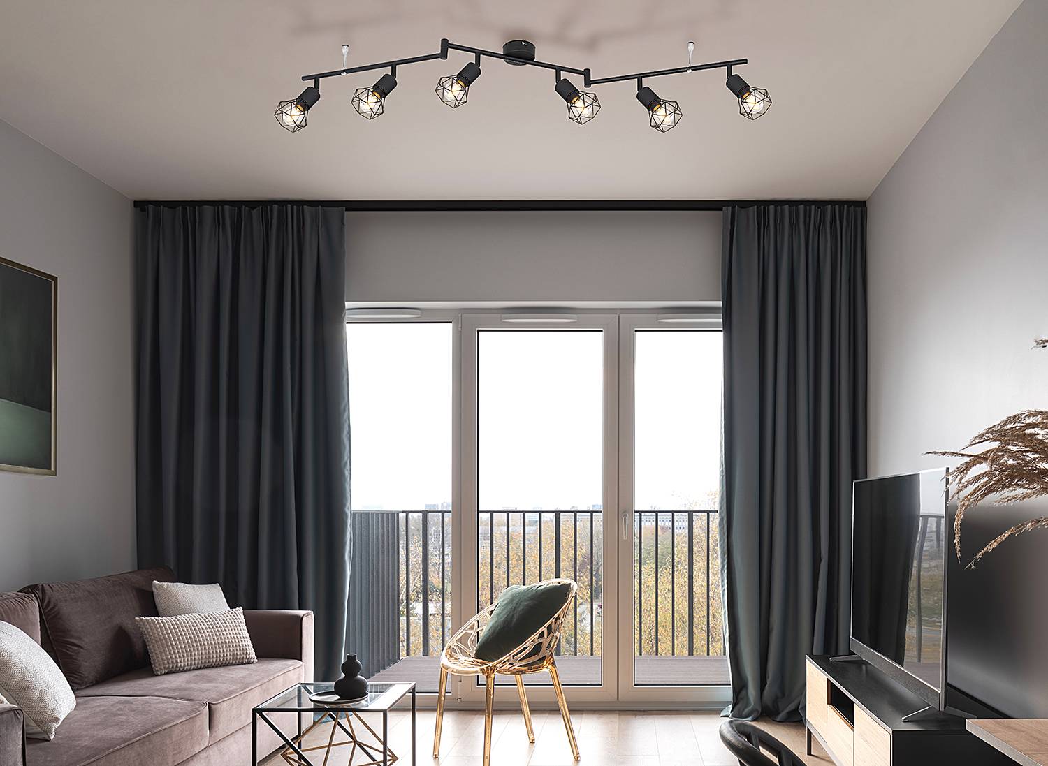 6-Flammig Xara I Deckenstrahler Eisen