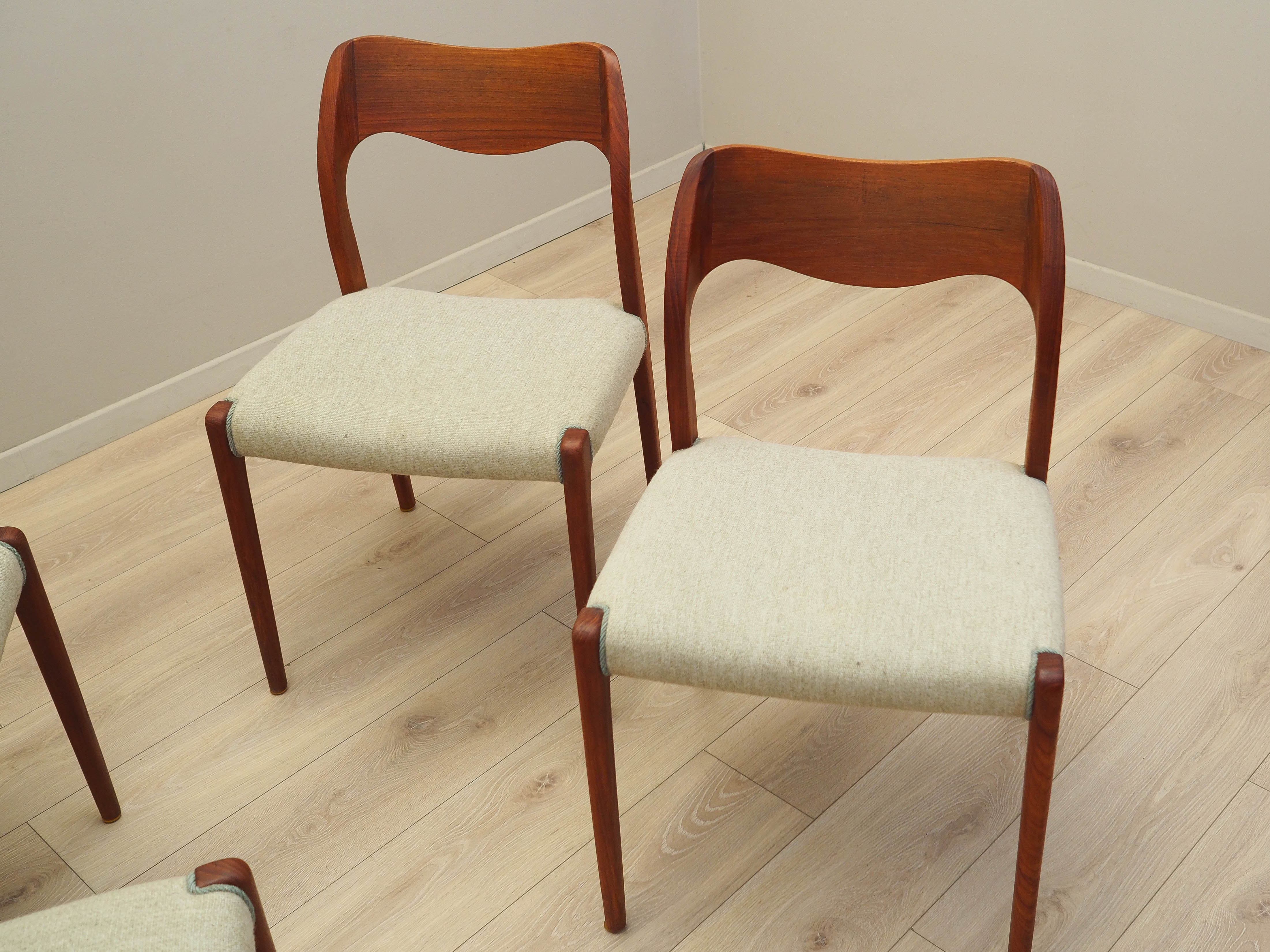 Teak wood chair set 4-piece 1960s, Designer: 