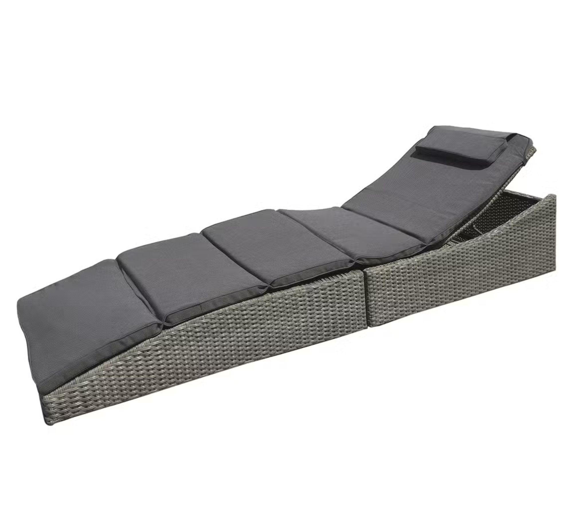 Sonnenliege Klappbar Polyrattan Grau