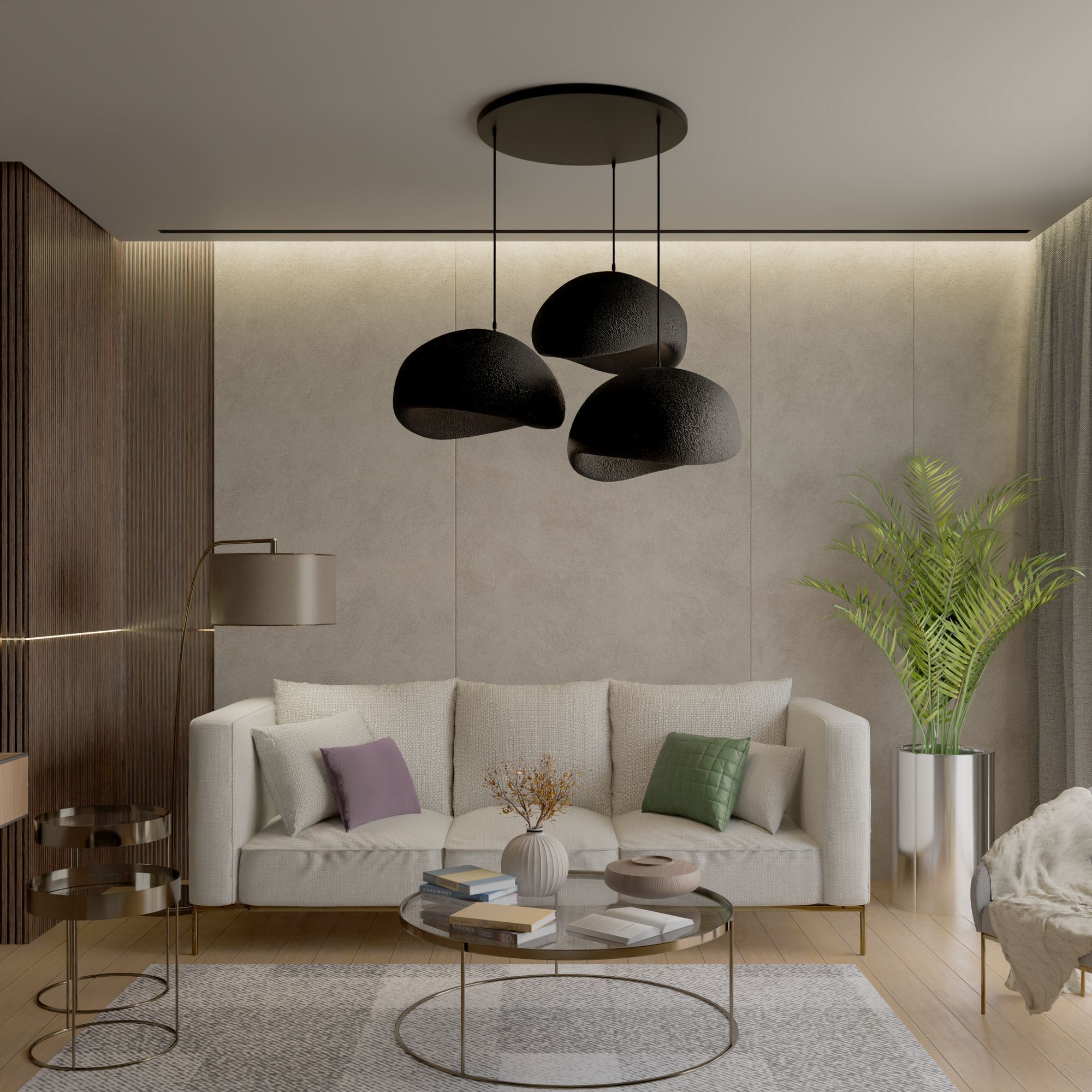 3-Flammig Wabi Sabi Haze & Hues Pendelleuchte Schwarz