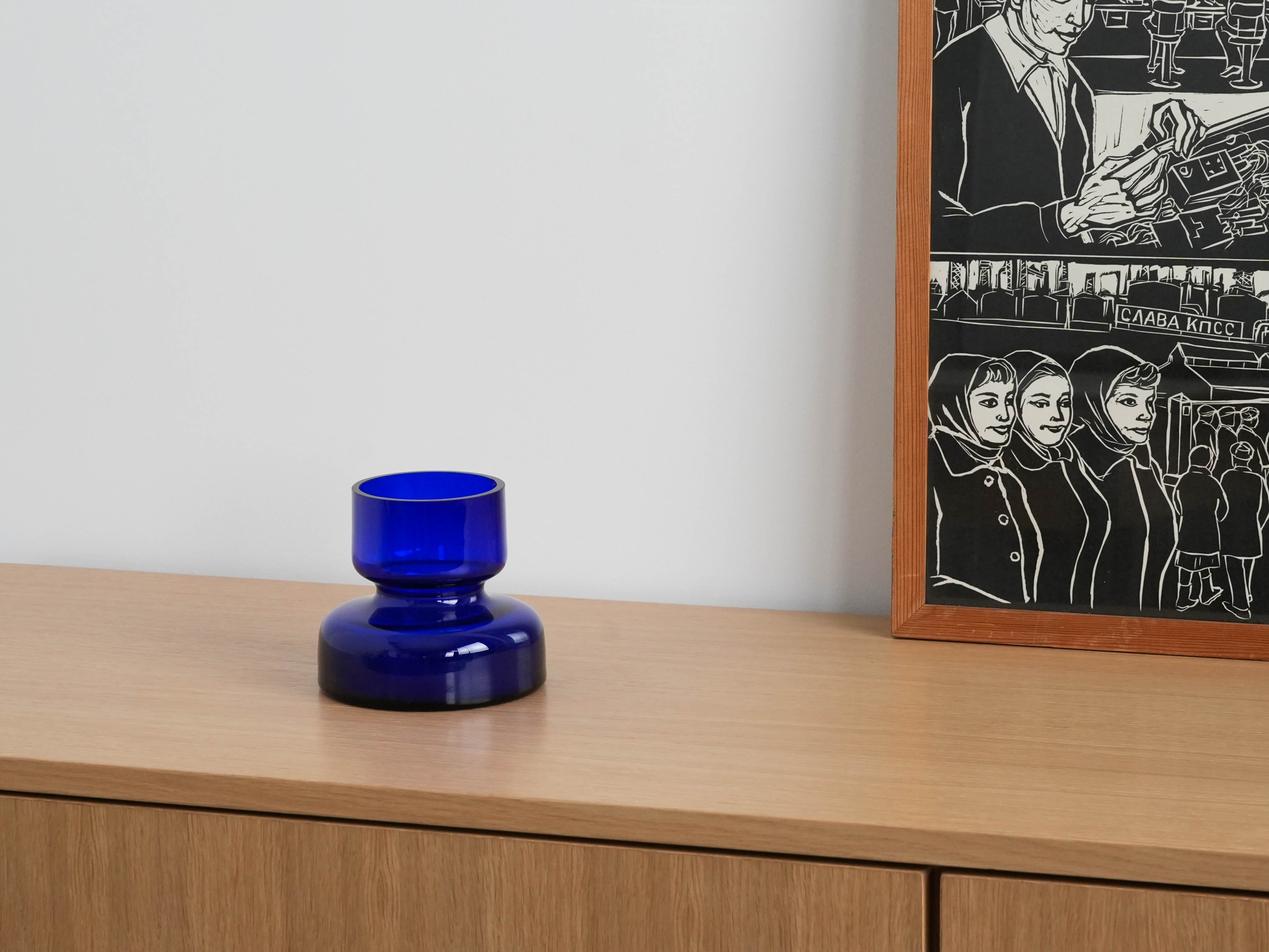 Kobaltvase Blau 1970er Jahre