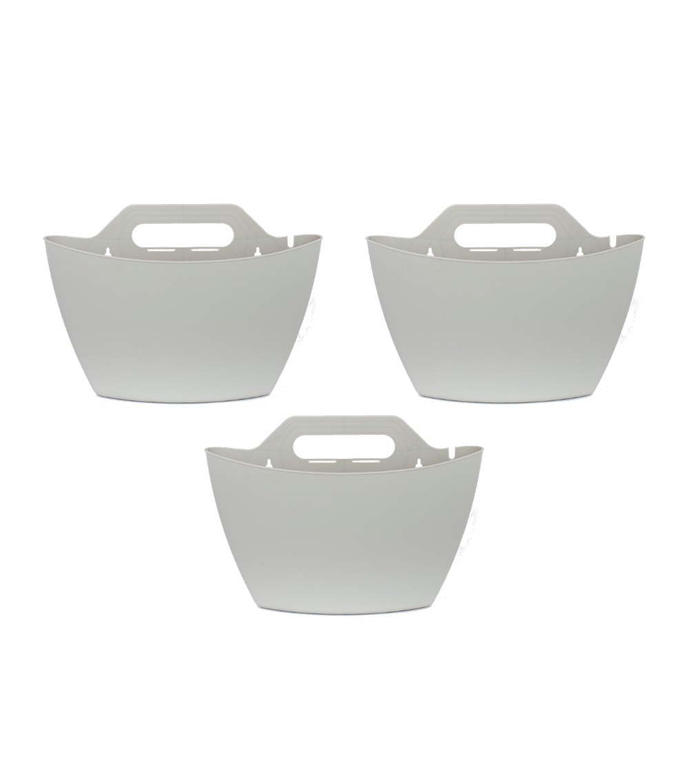 3x Wall flowerpot Grey