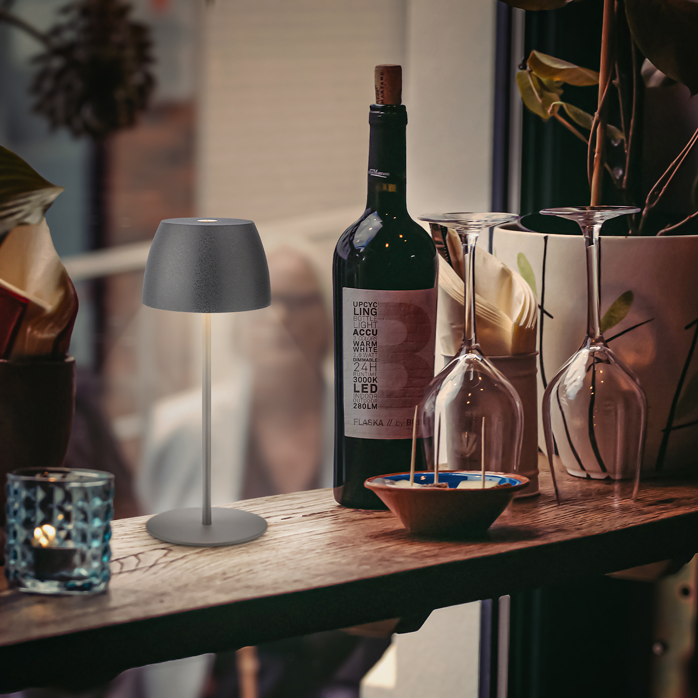 Serina LED battery table lamp Mini Grey