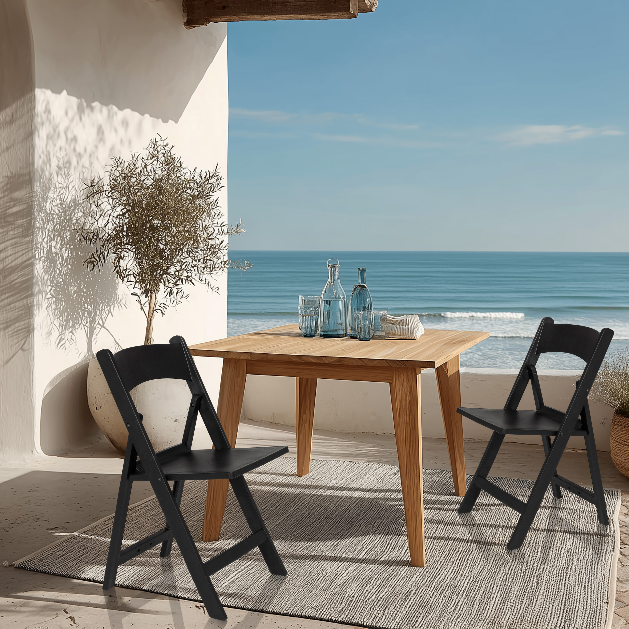 2x Travano Sedia da giardino Plastica Nero