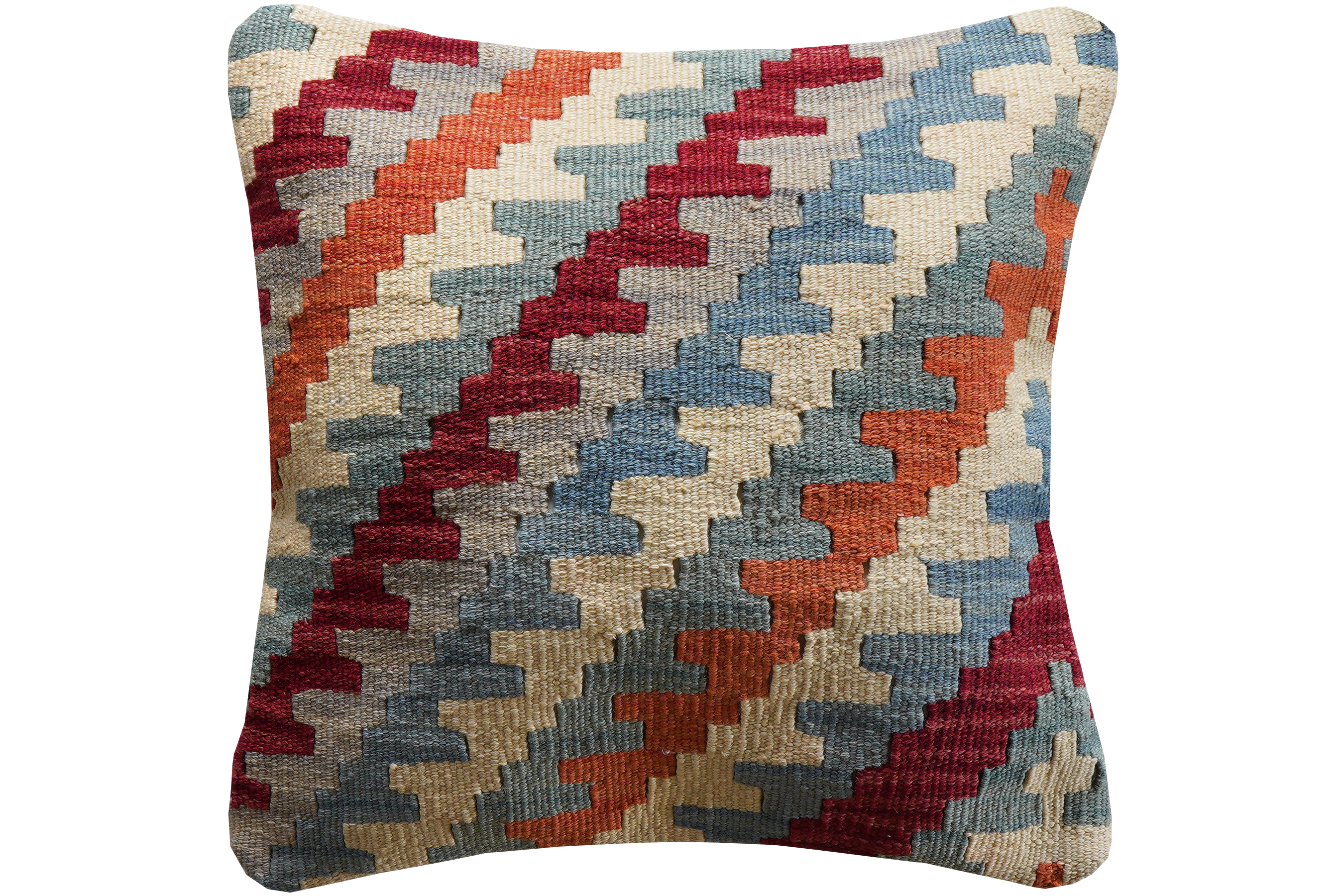 Kelim Kissen Wolle Baumwolle Mehrfarbig