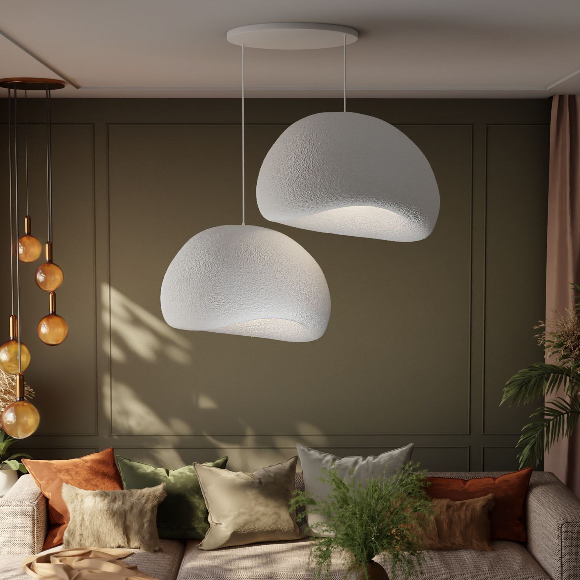 2-Flammig Wabi Sabi Dustfalls Pendelleuchte Weiß