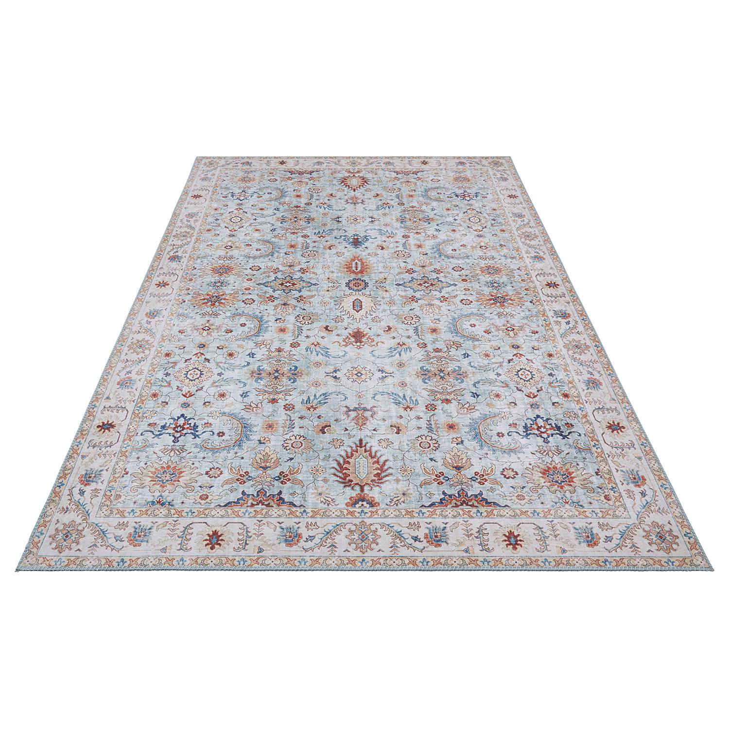 Vivana Kurzflorteppich Webstoff Matt Hellblau 80 x 150 cm