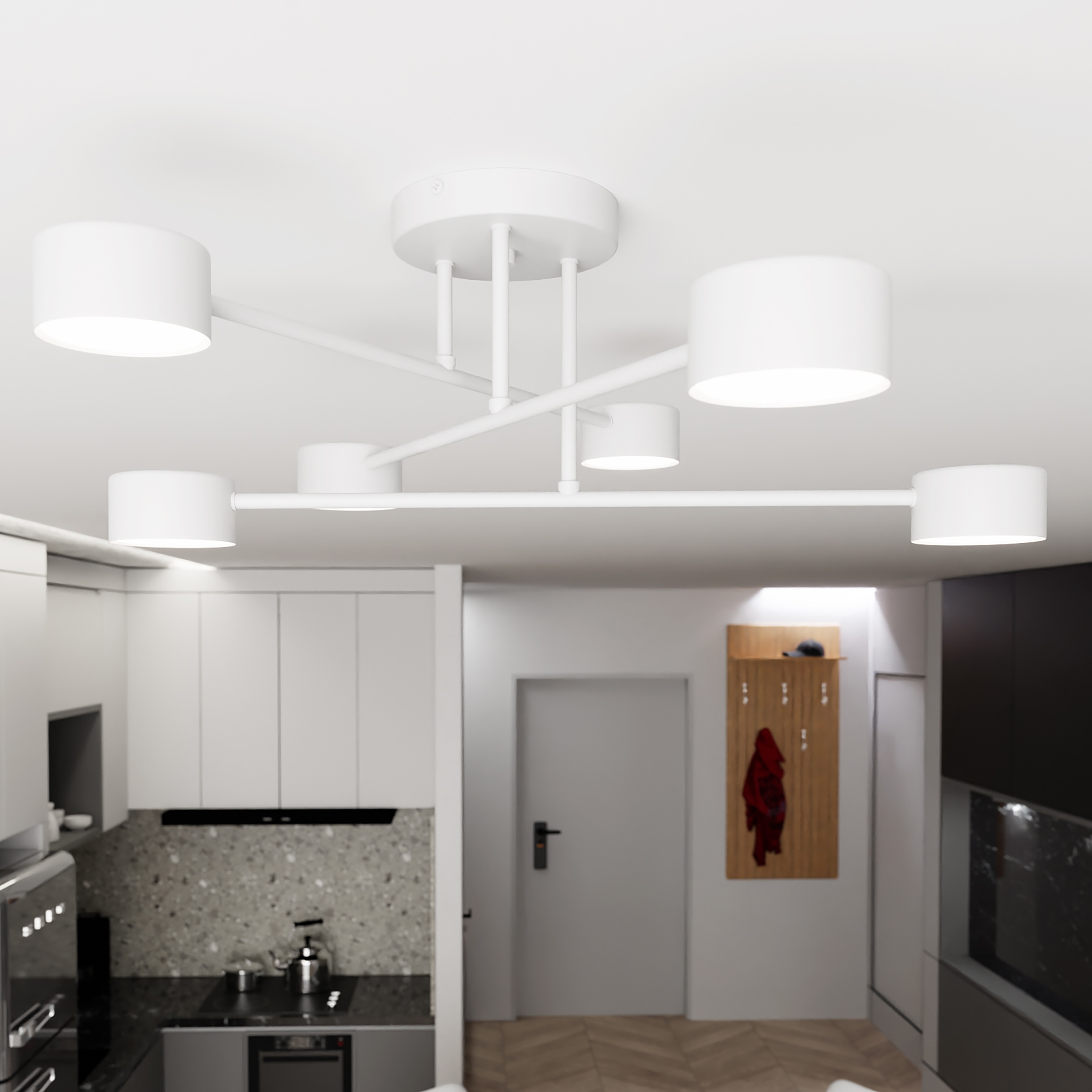 Halo Steel Ceiling Light 6-light White