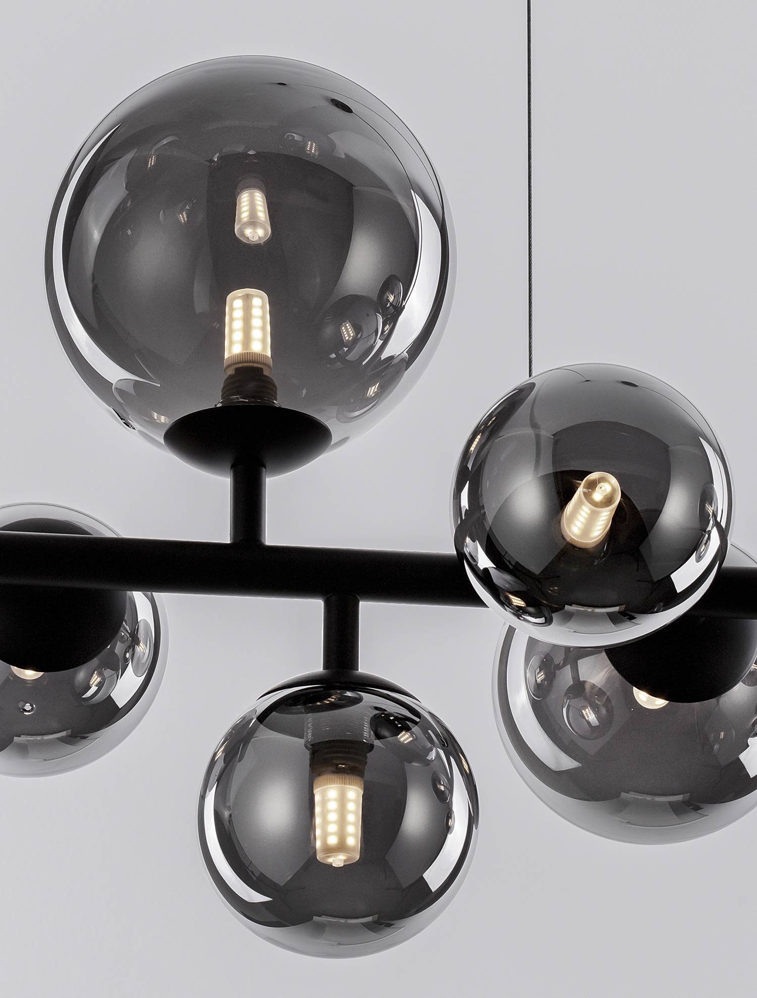 Odillia Typ C Pendelleuchte Rauchglas Aluminium 7-flammig