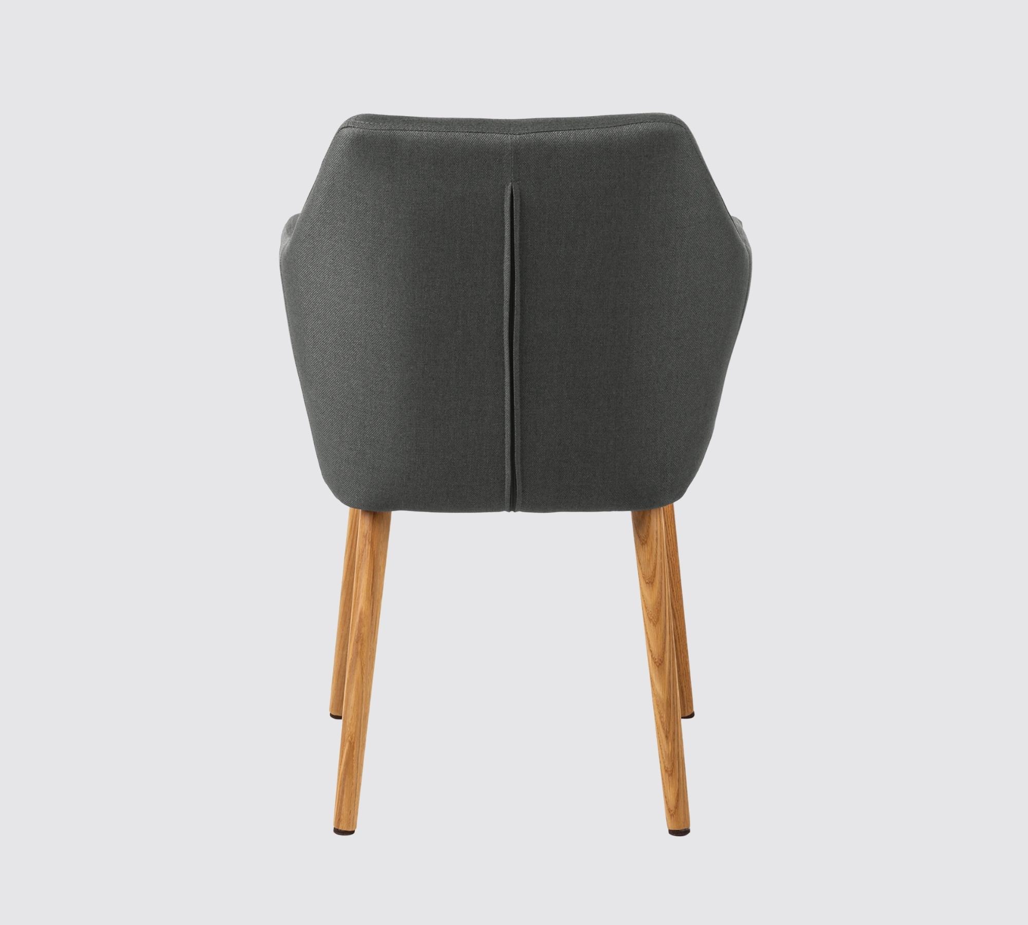 Armchair Oak Solid Wood from Upholstery Fabric Grey