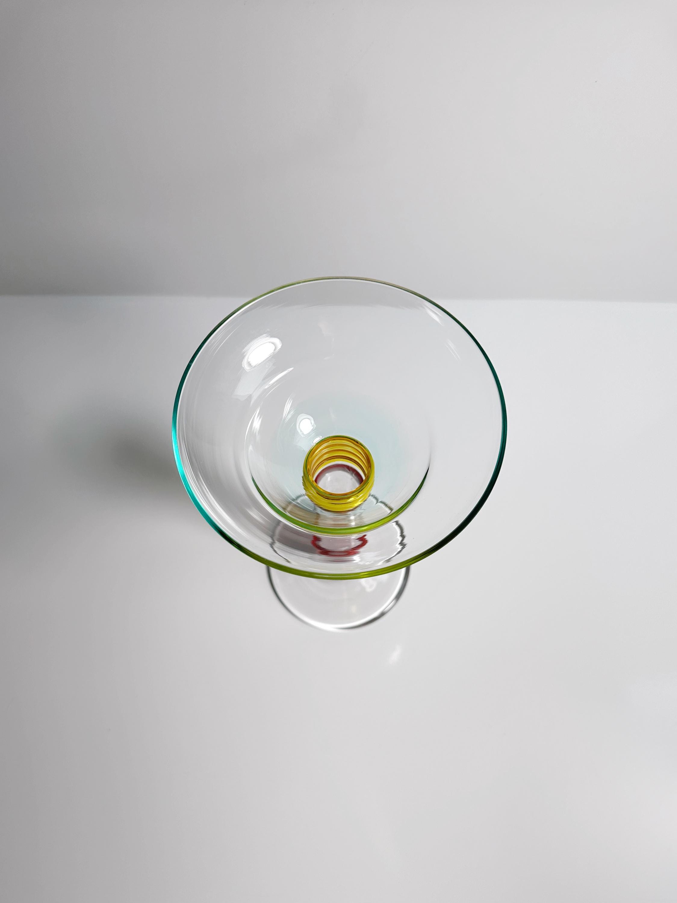 Vintage Postmodern Blumenvase Glas 1990er Jahre