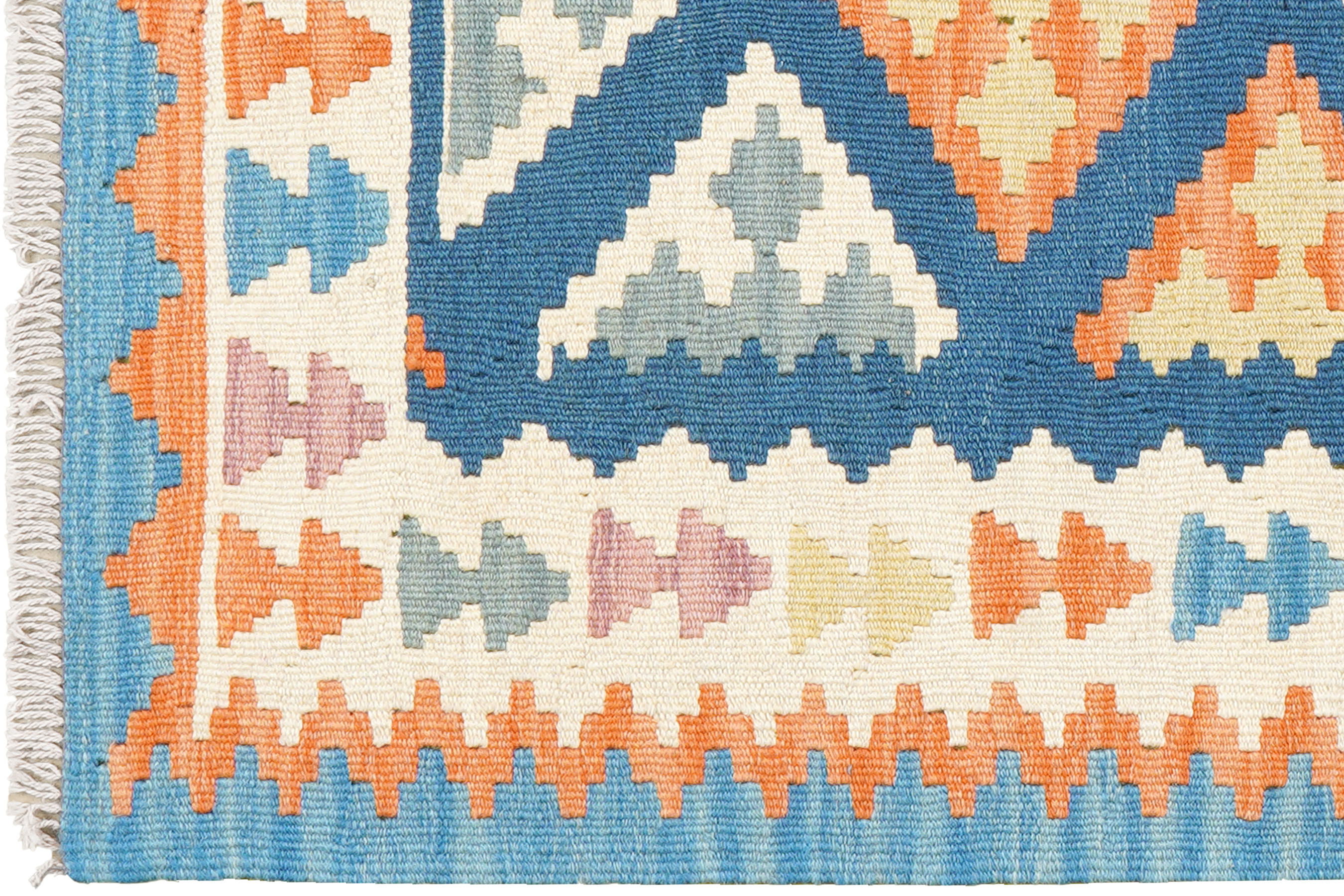 Kelim Gashgai Teppich Wolle Blau