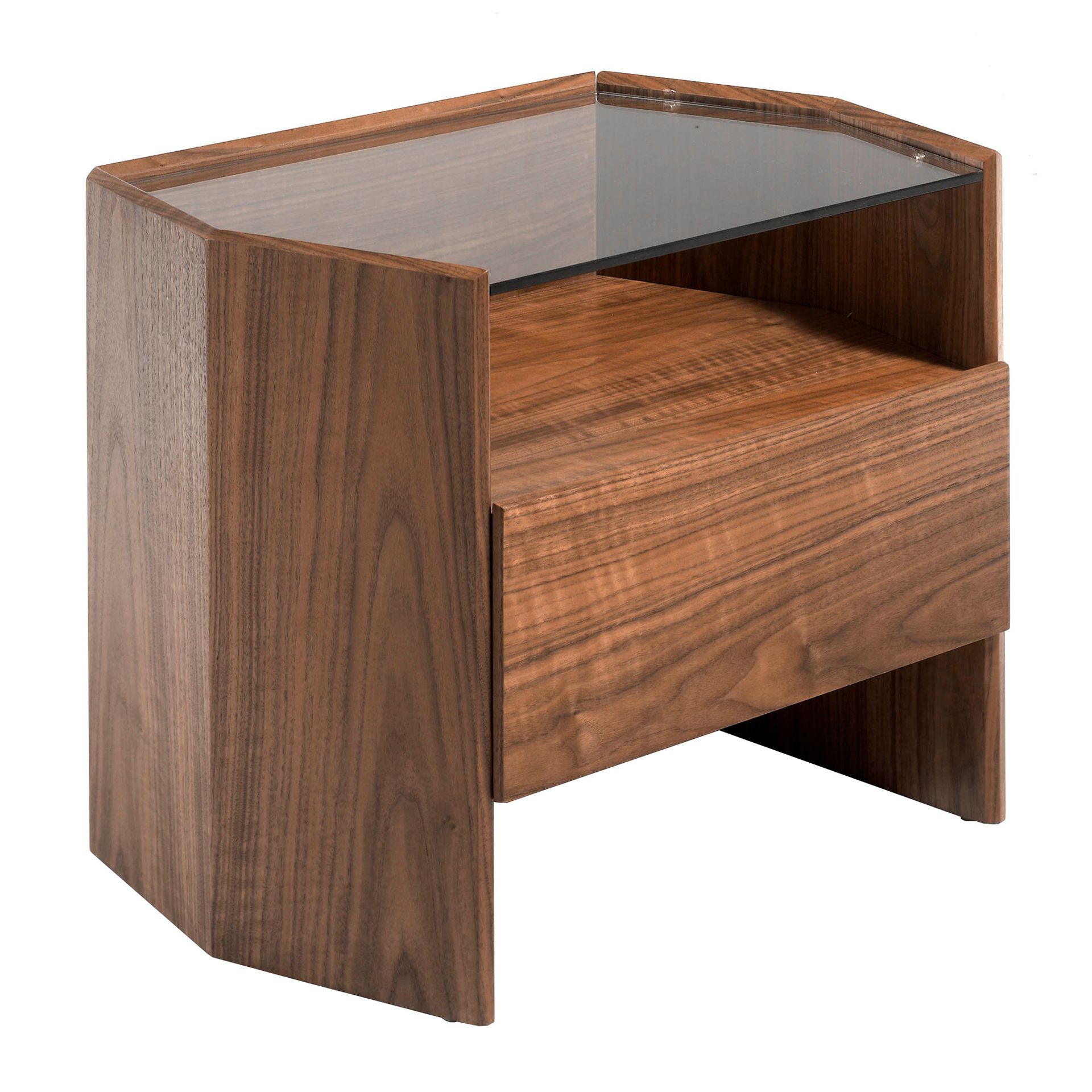 Nightstand walnut with glass top