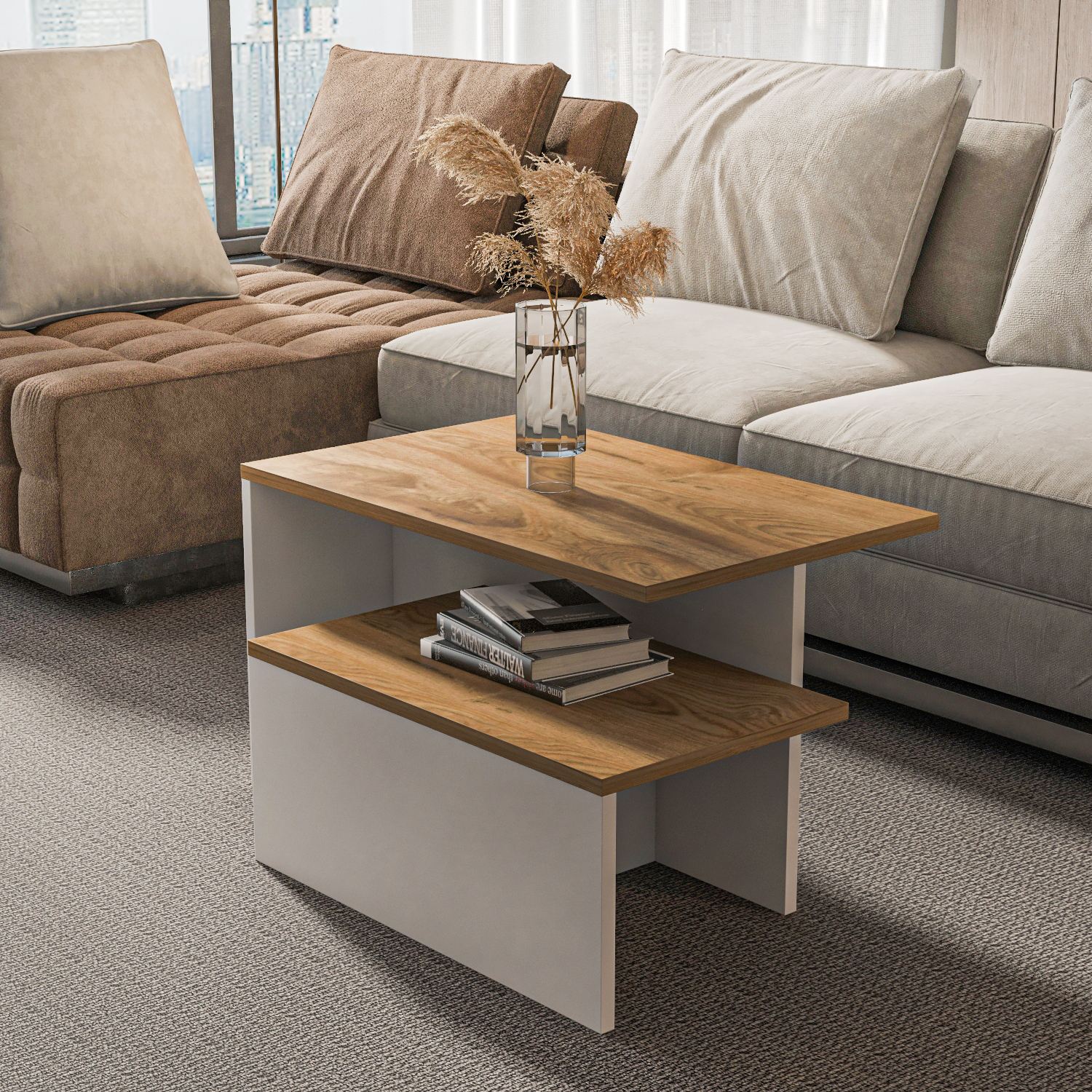 Twins Coffee table Brown White