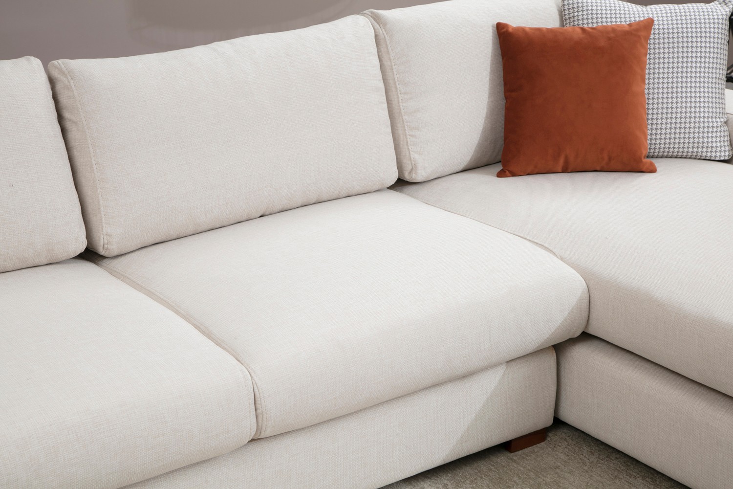 Sofa Récamiere Rechts Polyester Holz Weiß