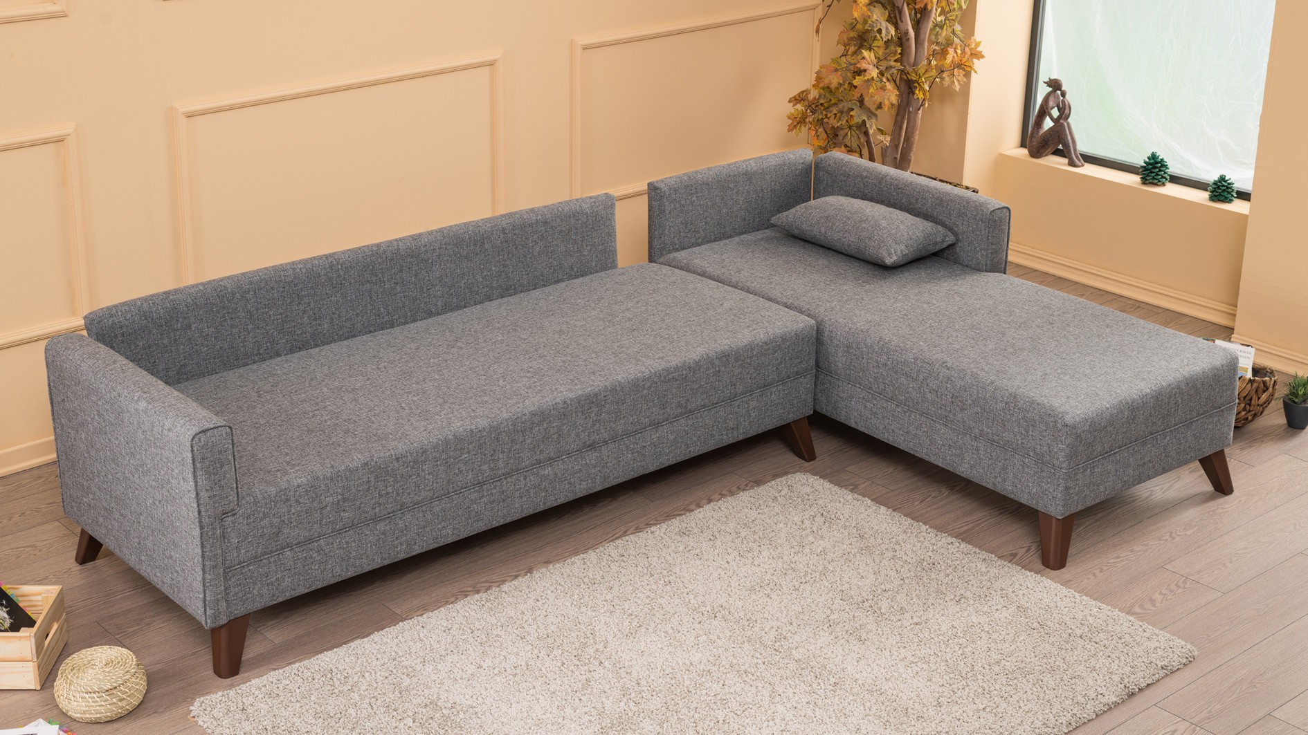 Sofa Récamiere Rechts Grau