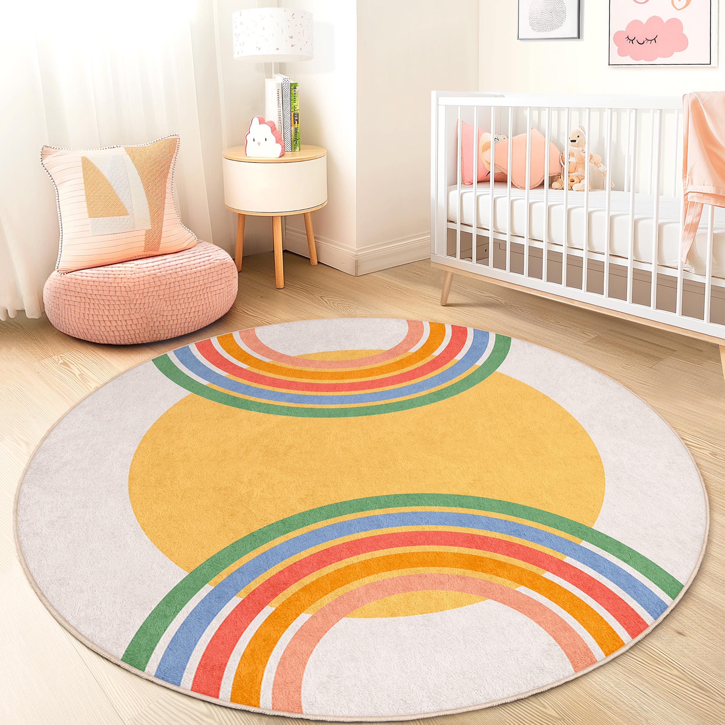 Rainbow-circle Children's rug Multicolored Ø120cm