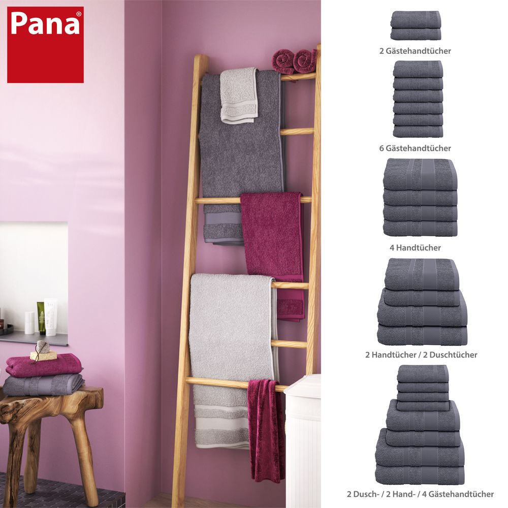 6x Gästehandtücher aus Baumwolle Grau Öko-Tex Standard 100