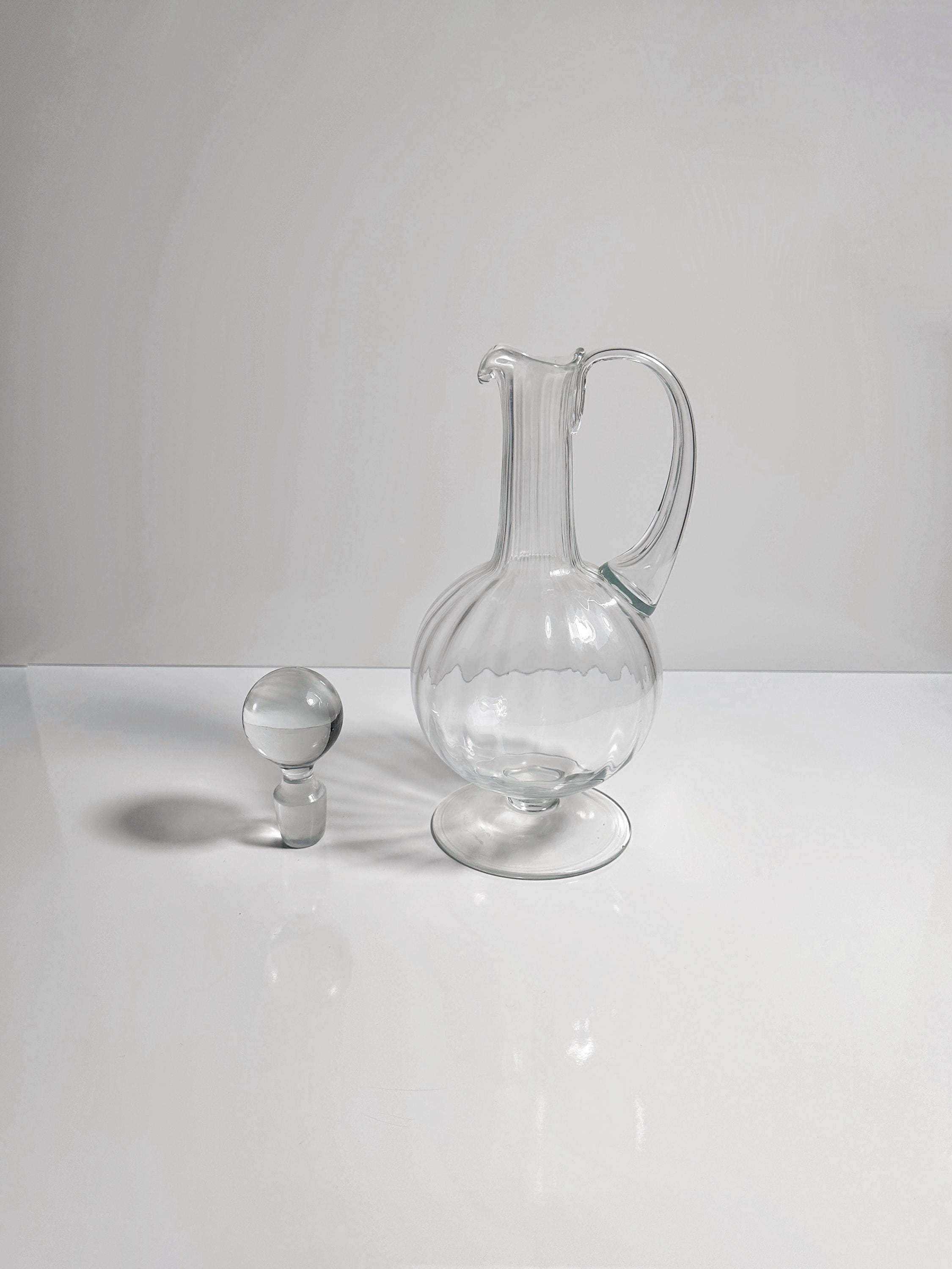 Vintage Wasserkrug Glas Transparent 1950er Jahre