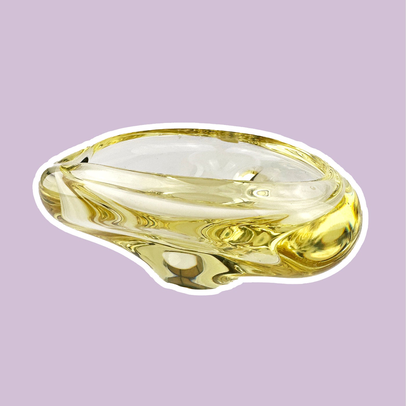 Vintage ashtray glass yellow 1930s