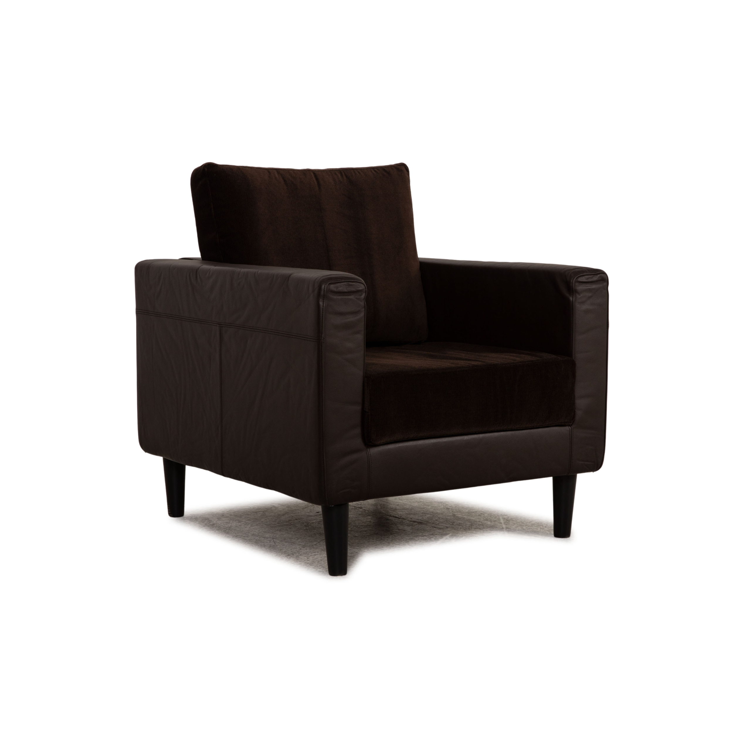 Sessel Leder Stoff Teilneubezug Braun
