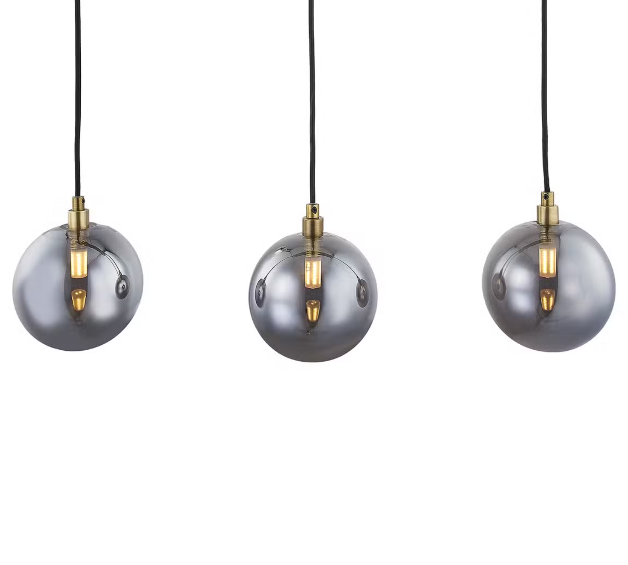 Pendant lamp 3-light smoky glass iron