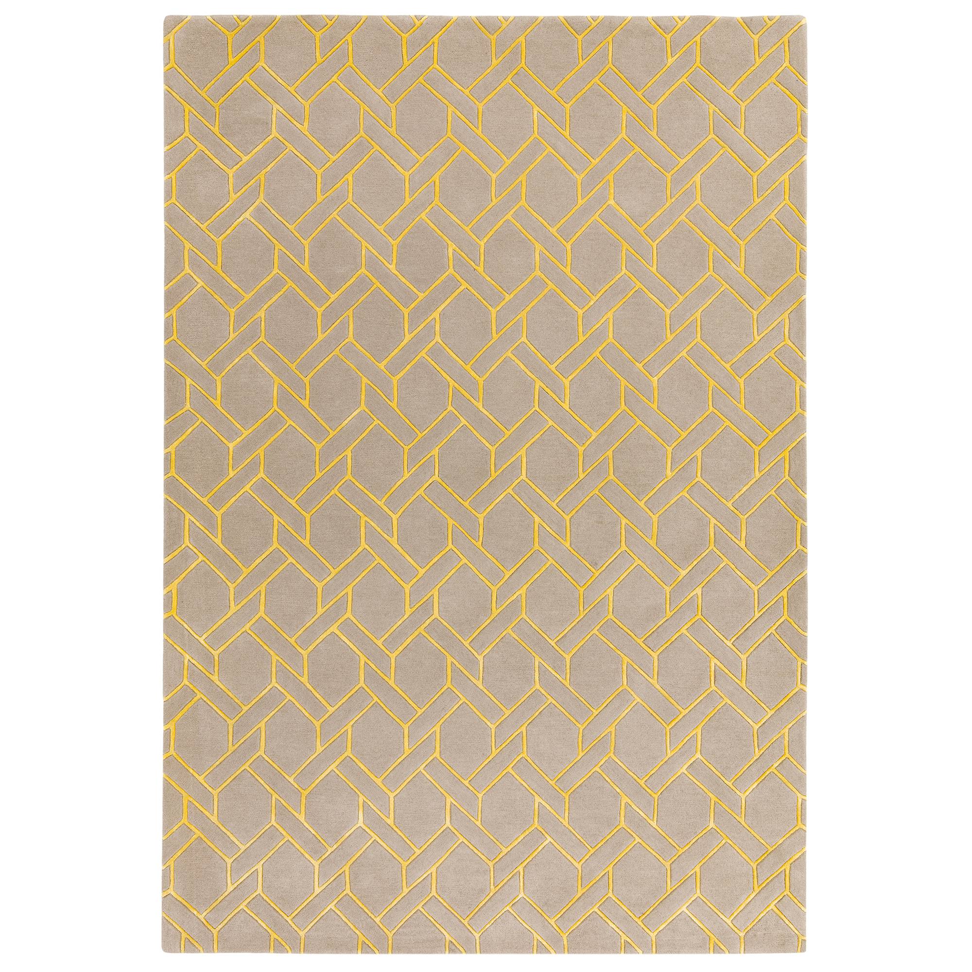 Nexus Fine Lines Rug Silver Yellow Wool 230x160cm