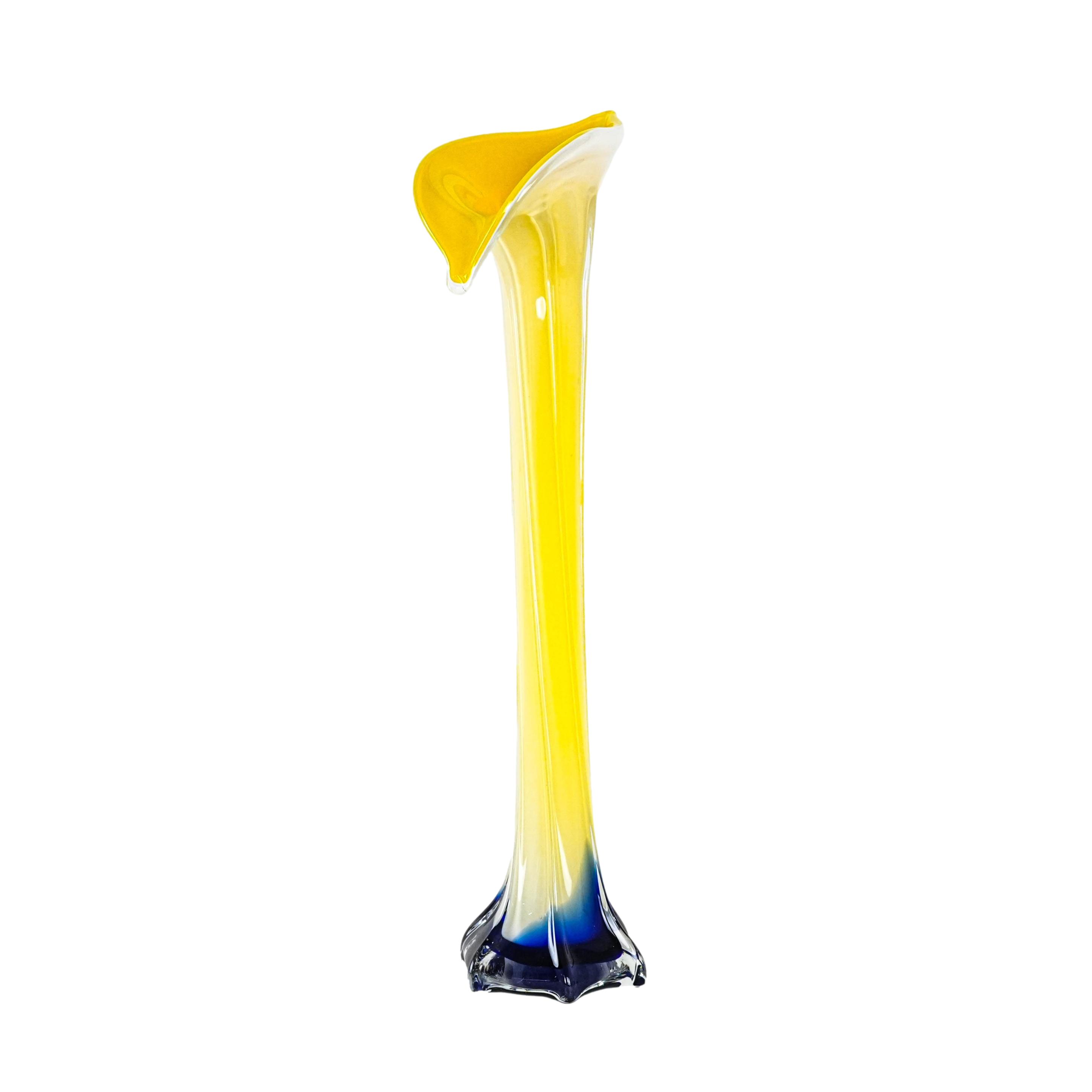 Vase Muranoglas Gelb 1970er Jahre
