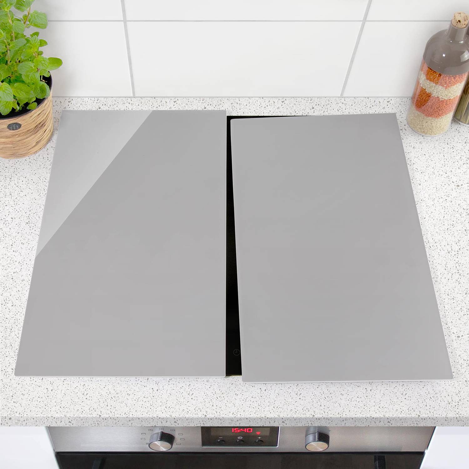 Herdabdeckplatte Caporio Sicherheitsglas Grau