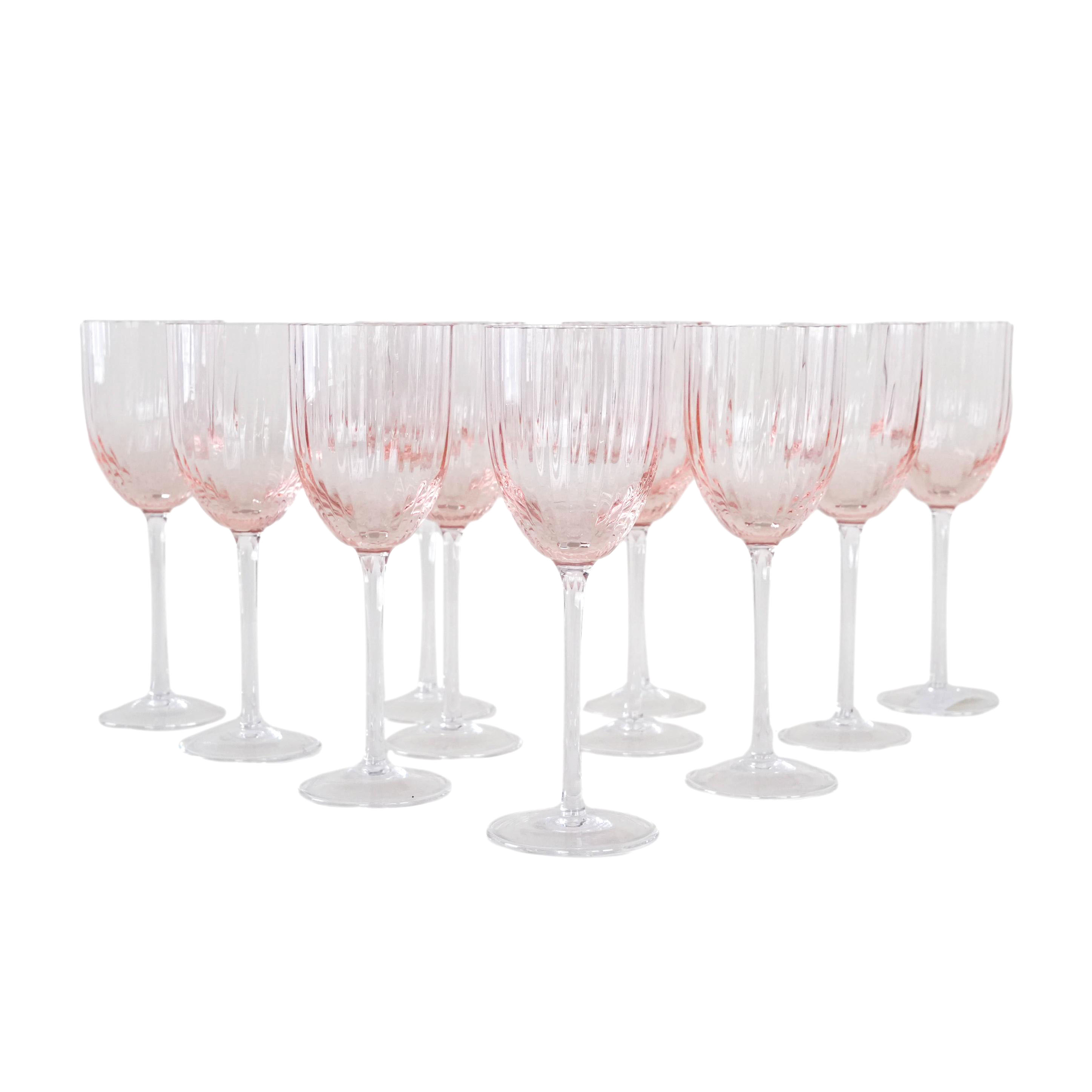 Wine glass set pink 1970s