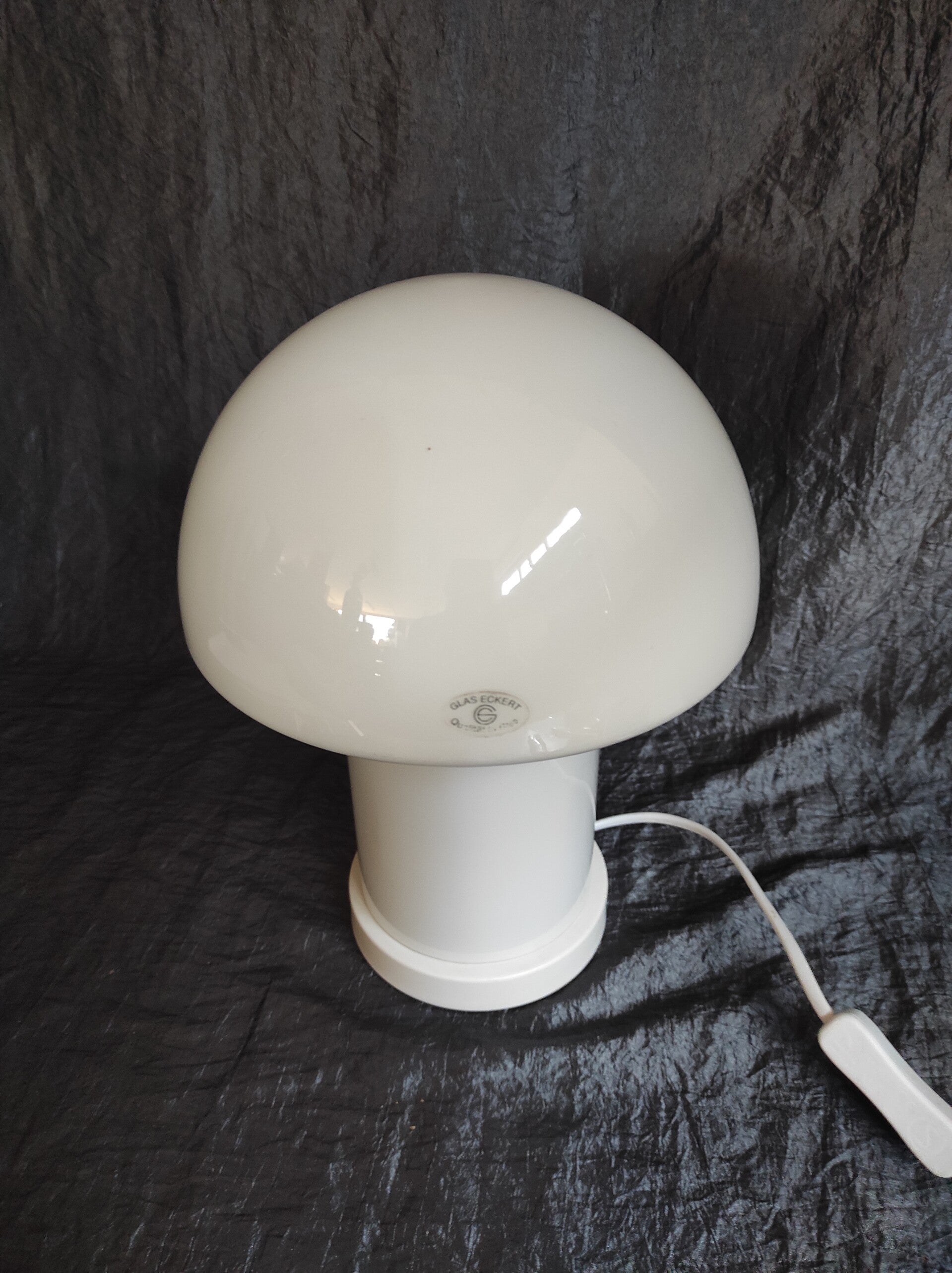 Pilz Tischlampe Glas Weiß