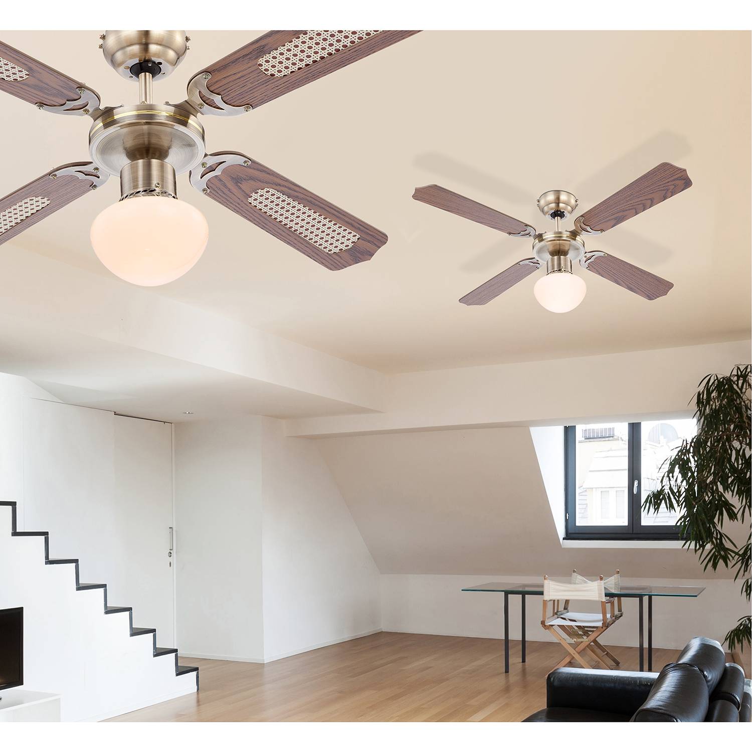 Deckenventilator Champion I Milchglas Eisen