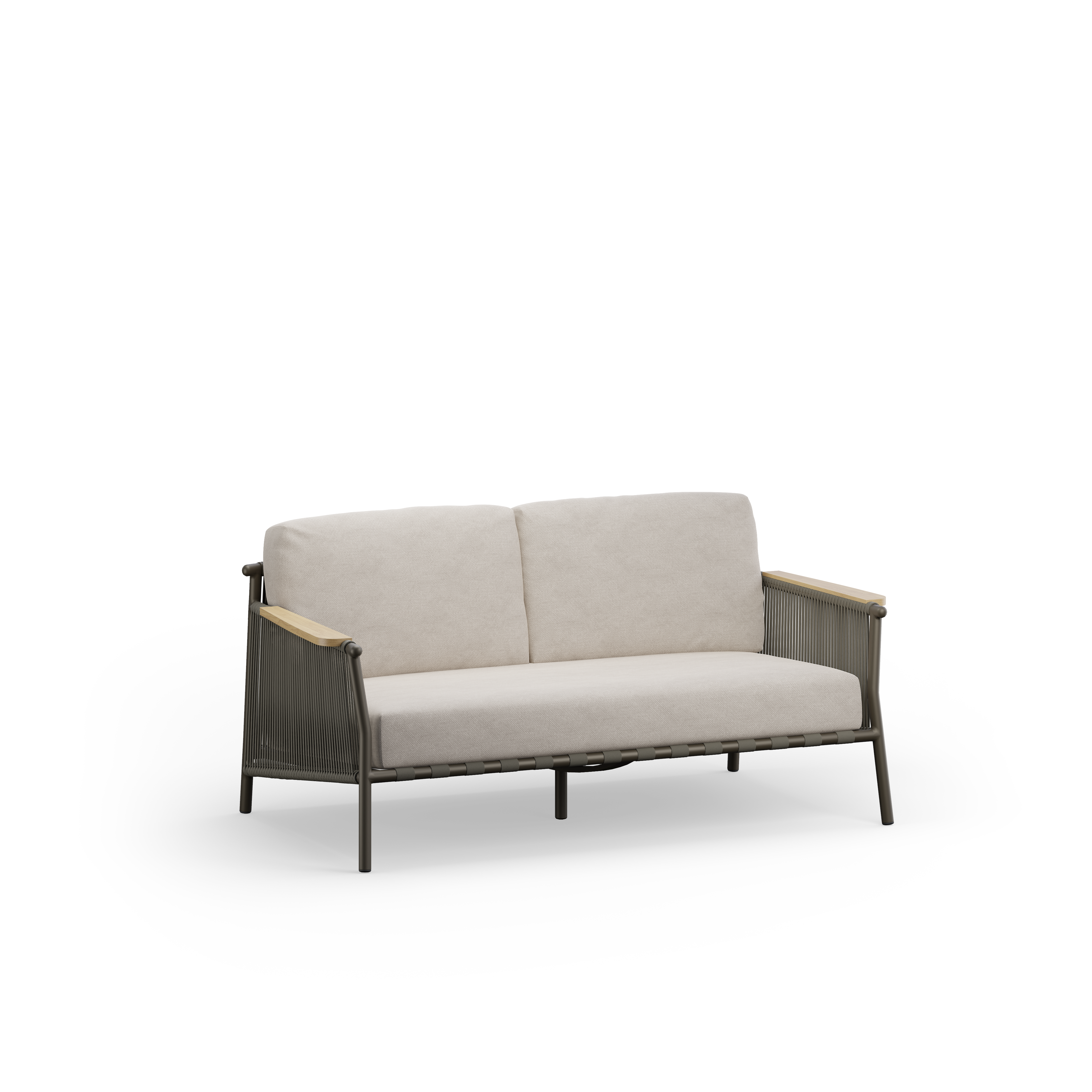 SCOOP Loungesofa 2 Sitzer Lava Braun Kissen Beige