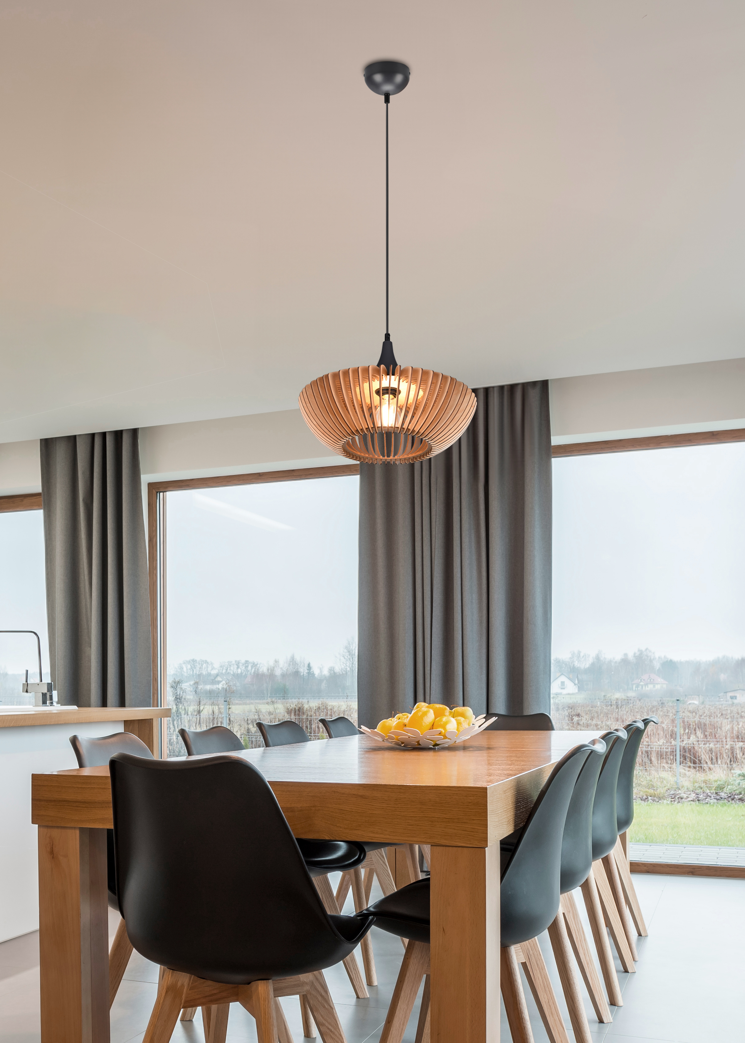 Colino Pendelleuchte Eisen Linde Beige