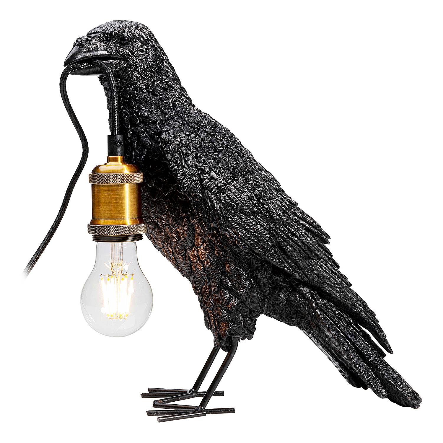 Table Lamp Animal Crow Black
