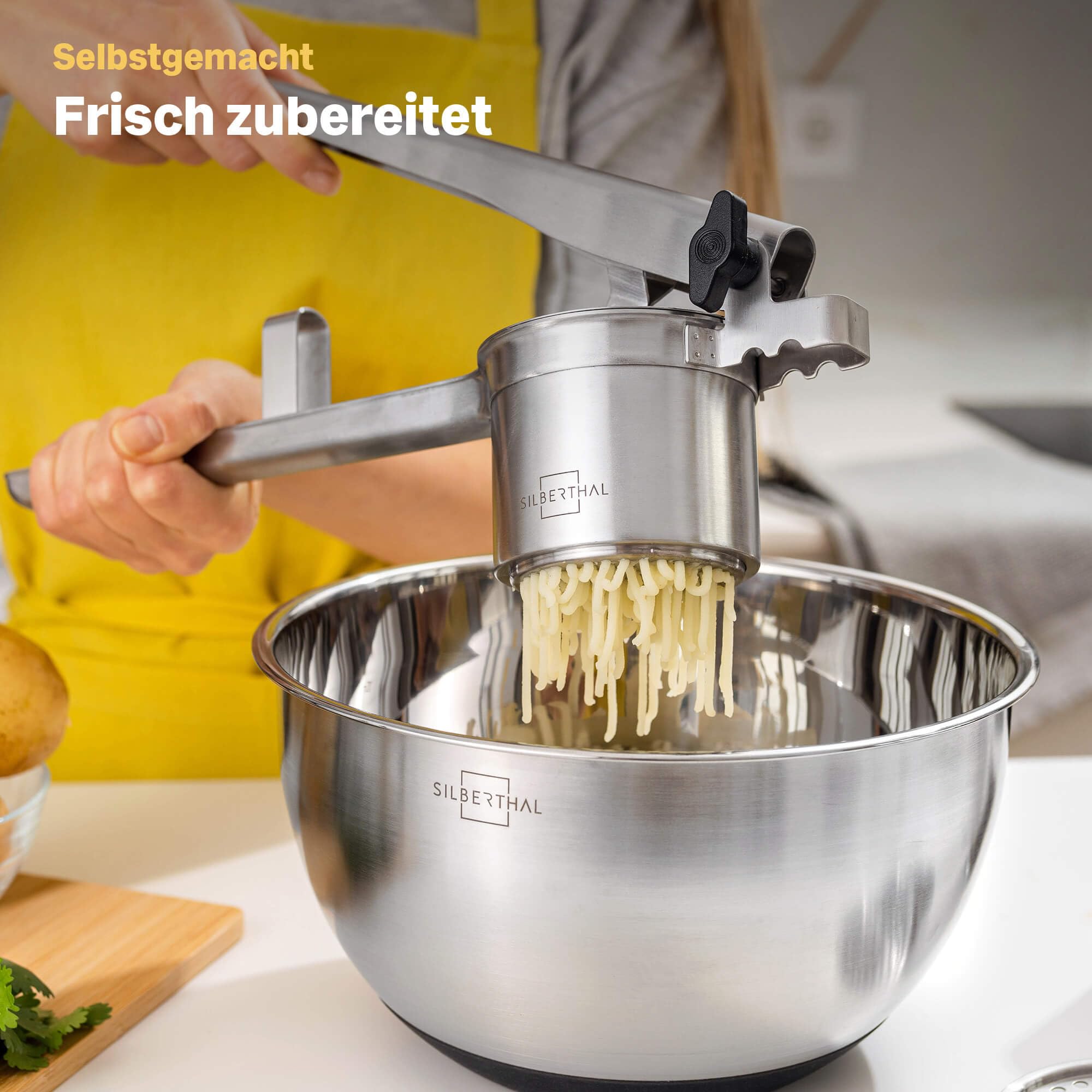 Kartoffelpresse Edelstahl Silber