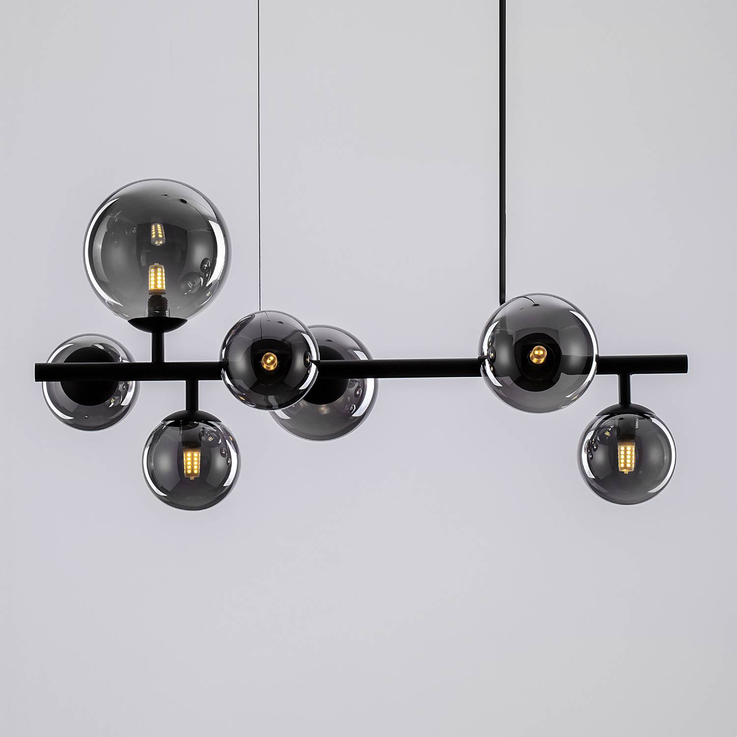 Odillia Typ C Pendelleuchte Rauchglas Aluminium 7-flammig