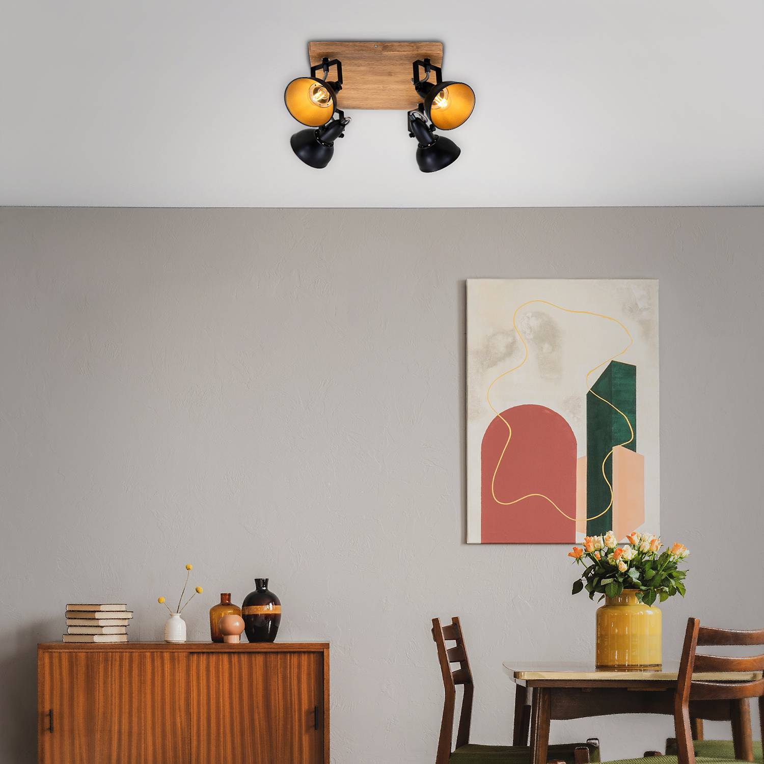 4-Flammig Deckenleuchte Barnim Eisen