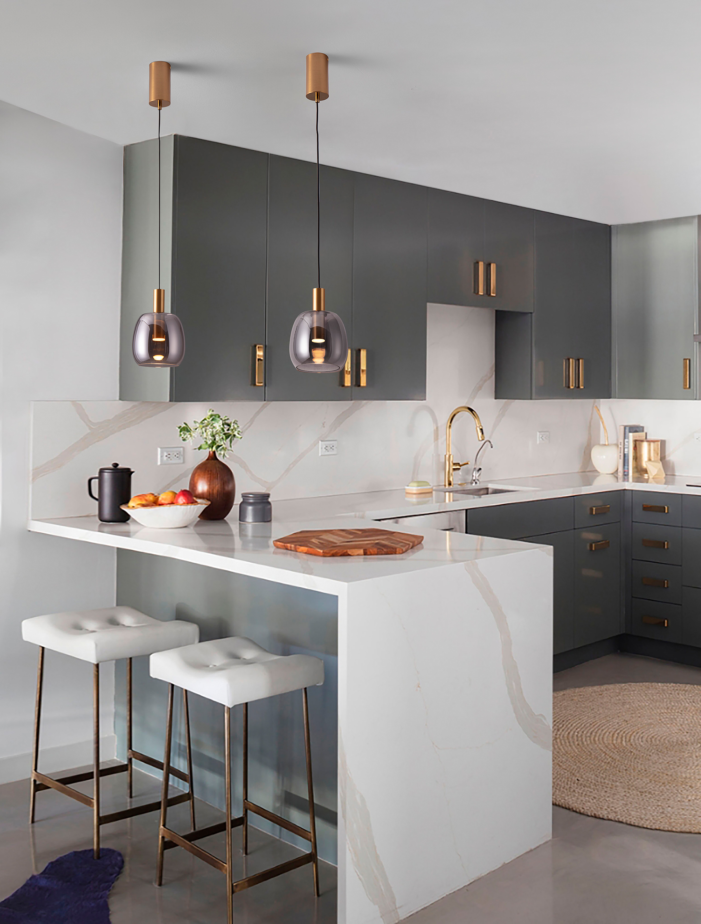 Imatia Typ A Pendelleuchte Aluminium Rauchglas Gold