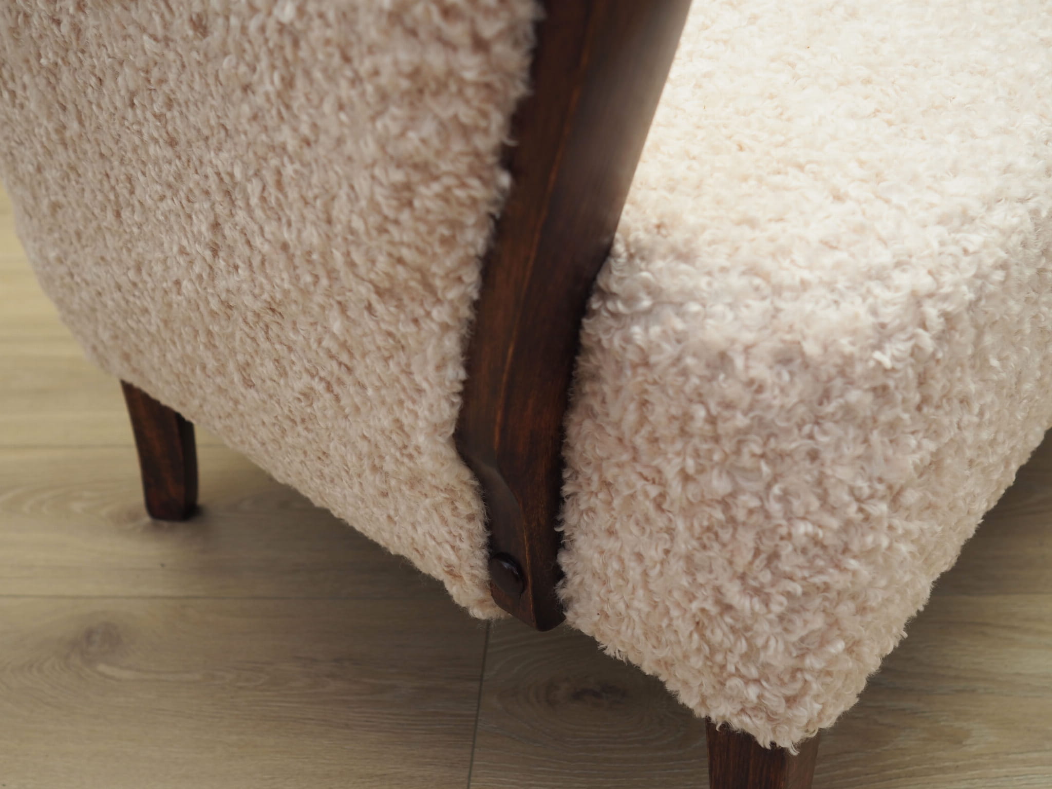 Vintage Sofa Beech wood Beige Fabric 1960s