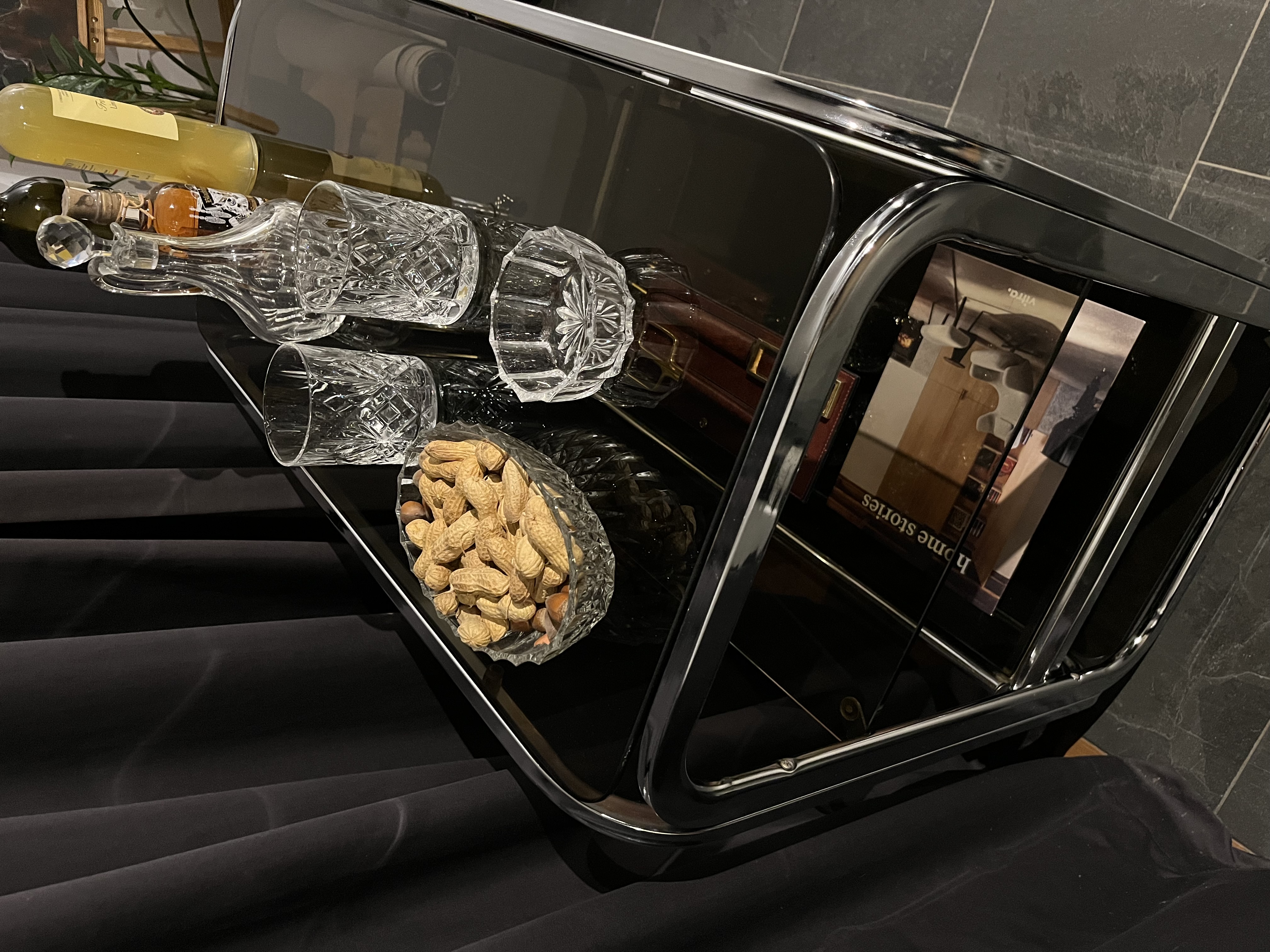 Barwagen Chrom Glas Schwarz