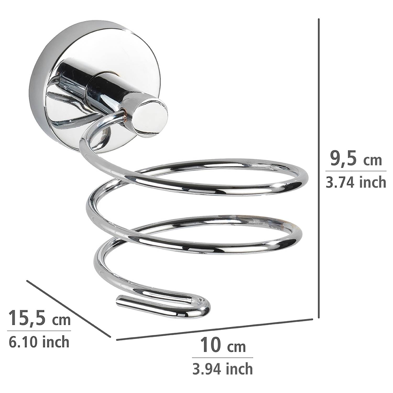 Vacuum-Loc Haartrocknerhalter Capri Zinkdruckguss Chrom