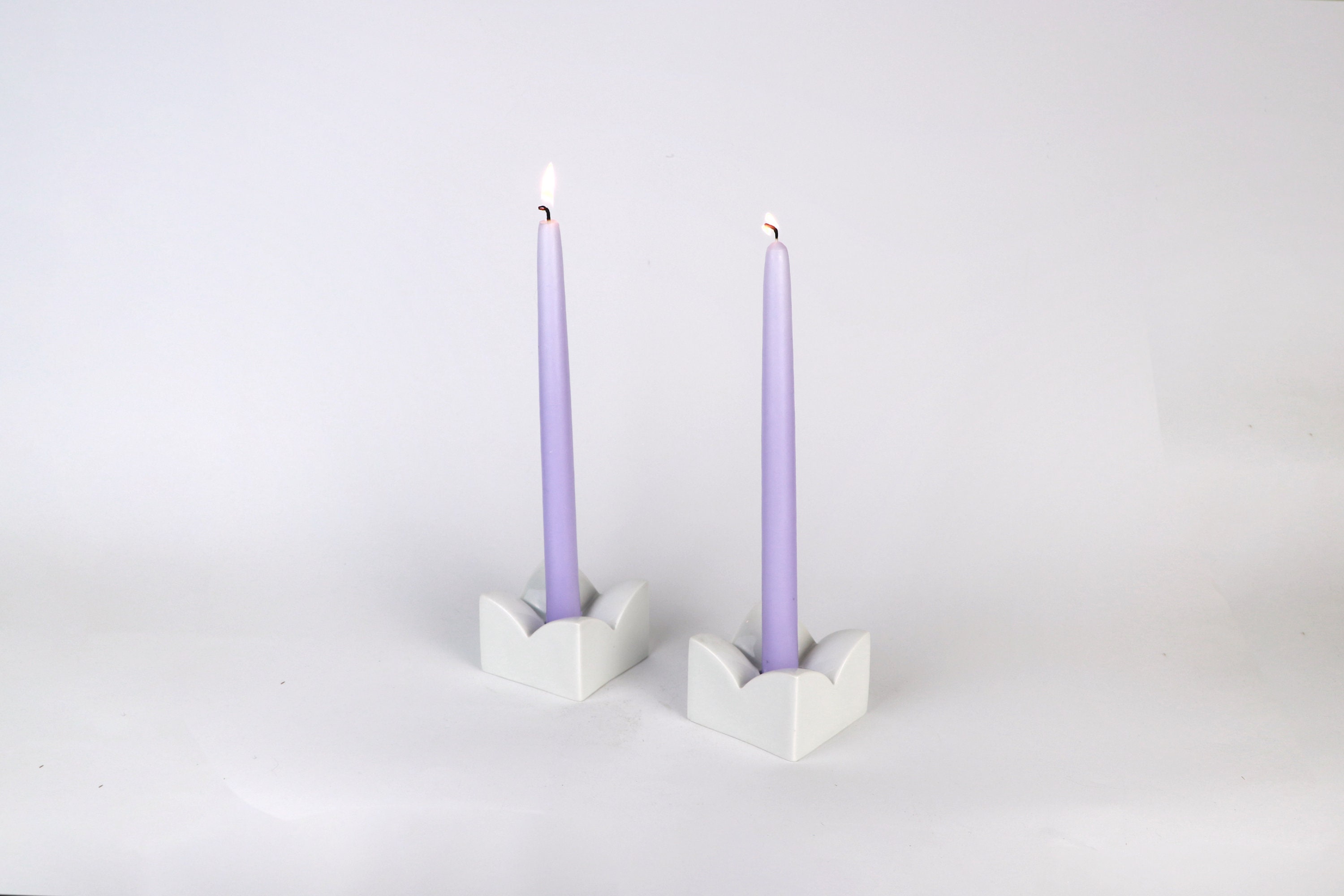 2x Vintage Kerzenständer Porzellan Weiß 1970er Jahre