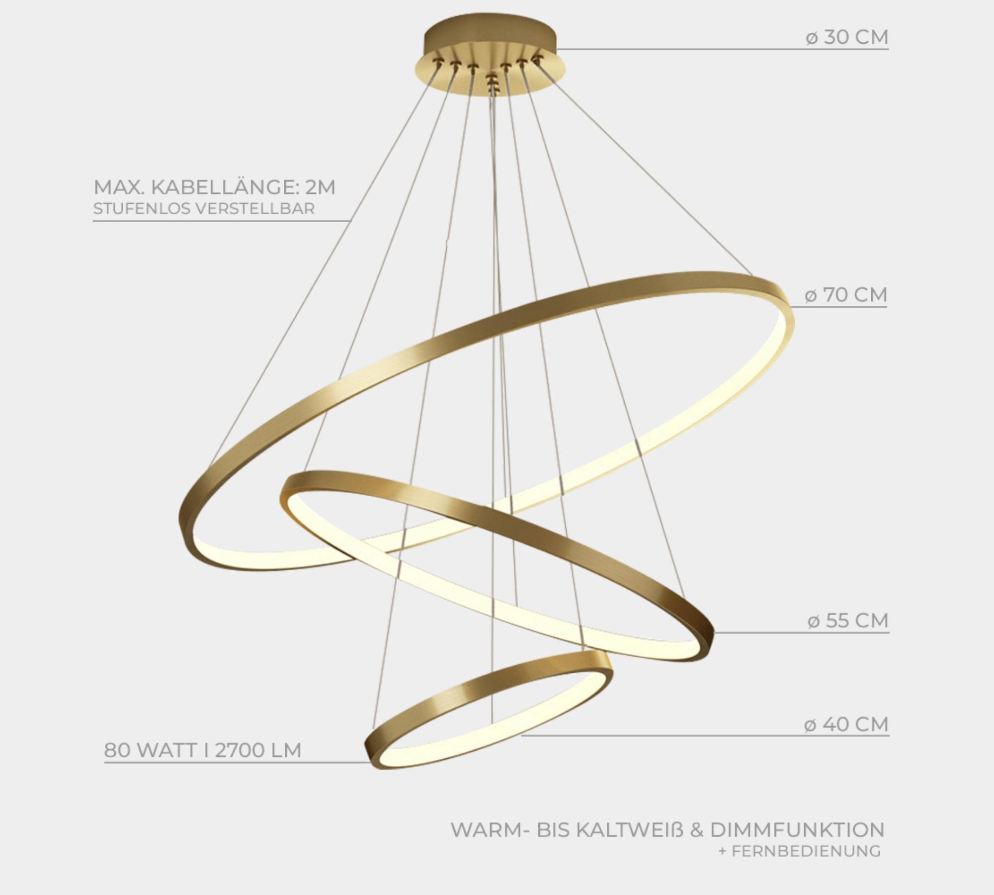 Ring-shaped LED pendant light OUREA Gold