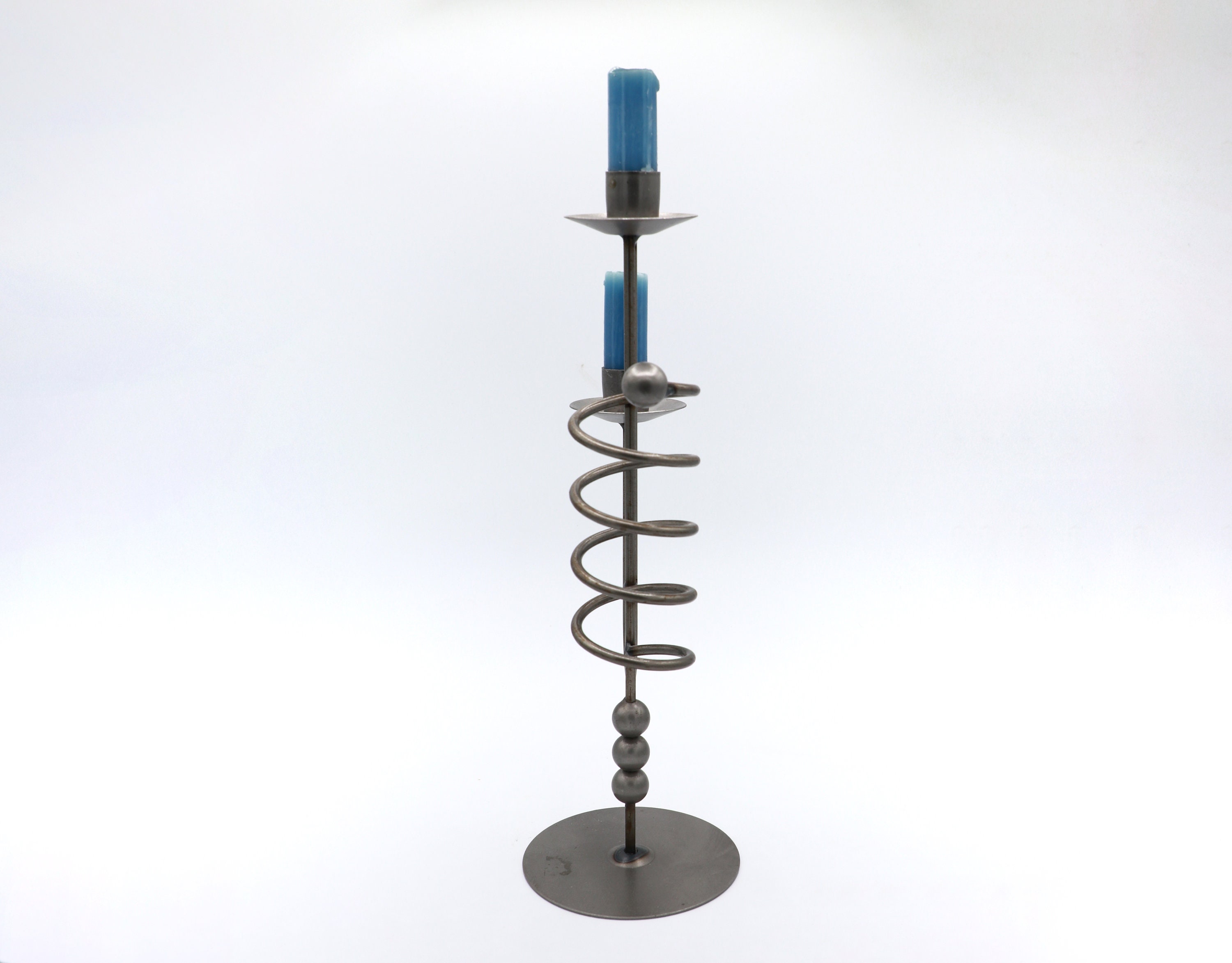 Vintage Postmodern Candle Holder Metal 1980s